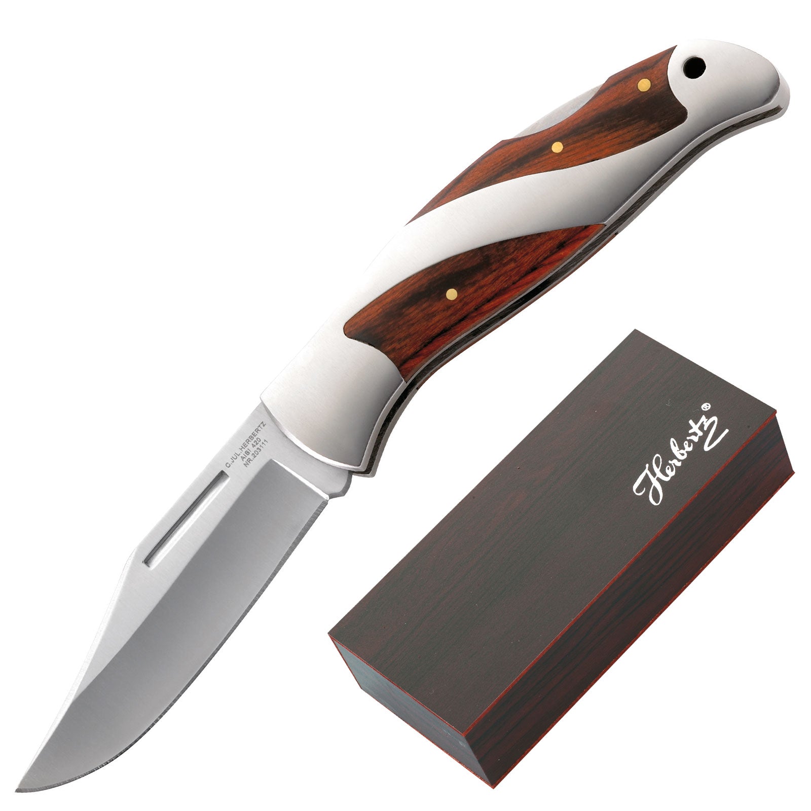 HERBERTZ pocket knife one-handed knife folding knife outdoor steel pakkawood knife