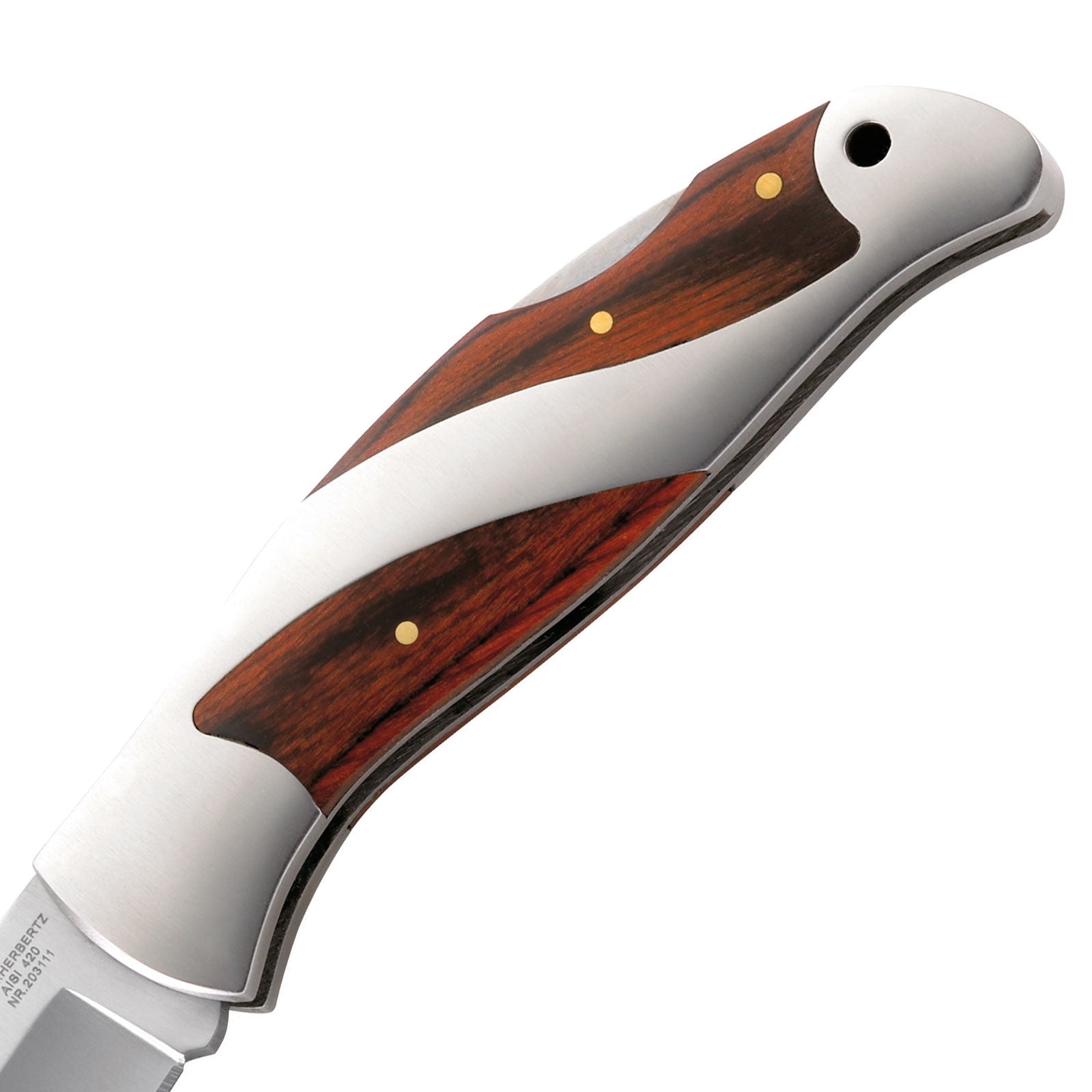 Couteau de poche HERBERTZ, couteau à une main, couteau pliant d'extérieur en acier, couteau en bois de pakka