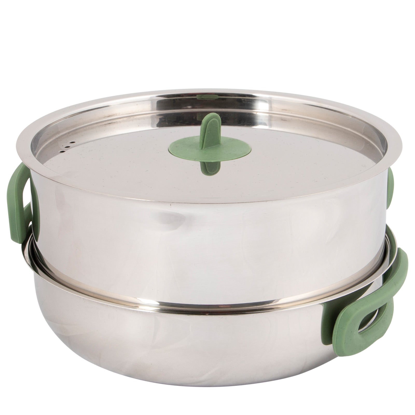 BO-CAMP Cooking Set 4-piece Camping Kitchen Pot Pan Crockery Stackable Stainless Steel