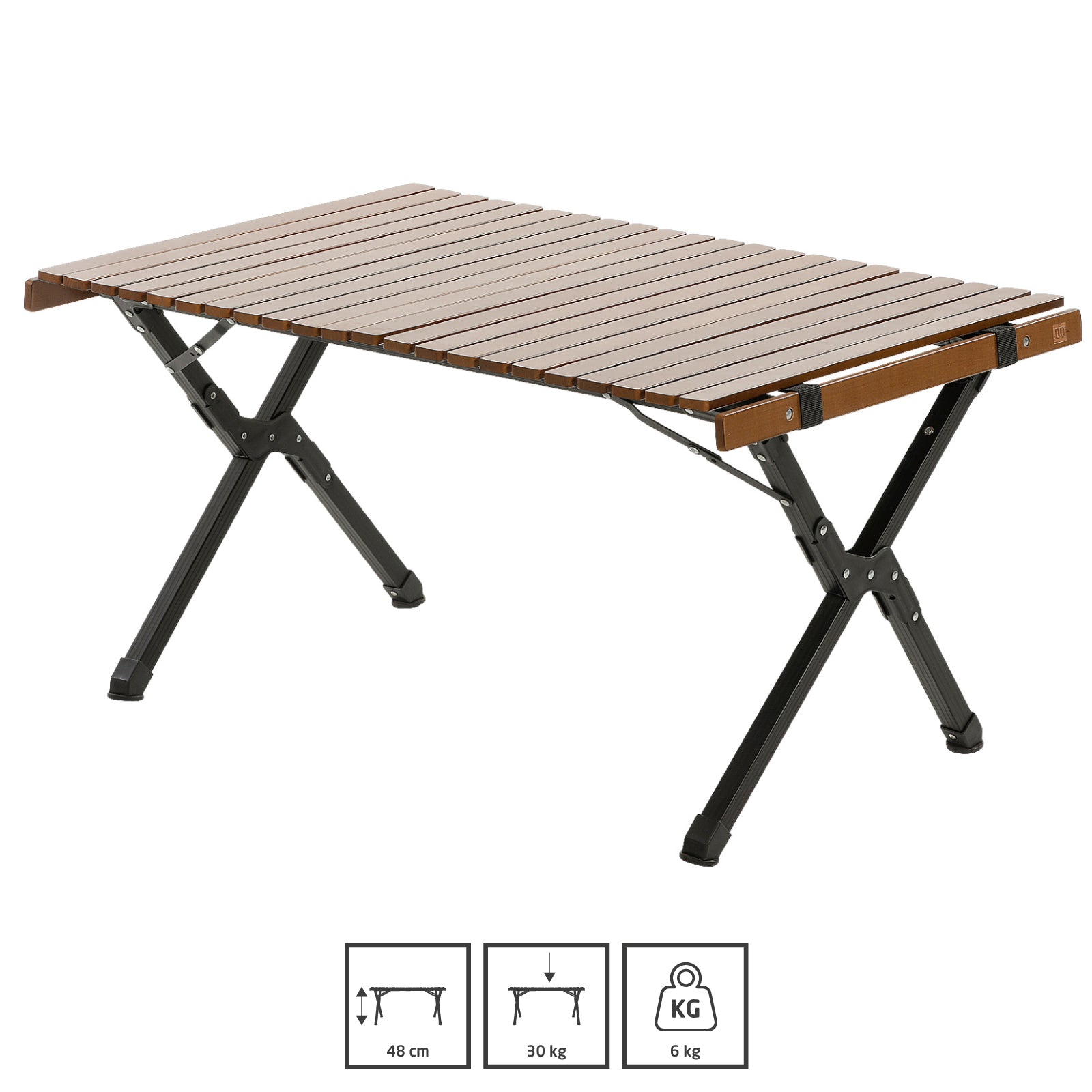 TRAVELLIFE rolling table Iver camping table slatted camping folding table wood 90x60 cm