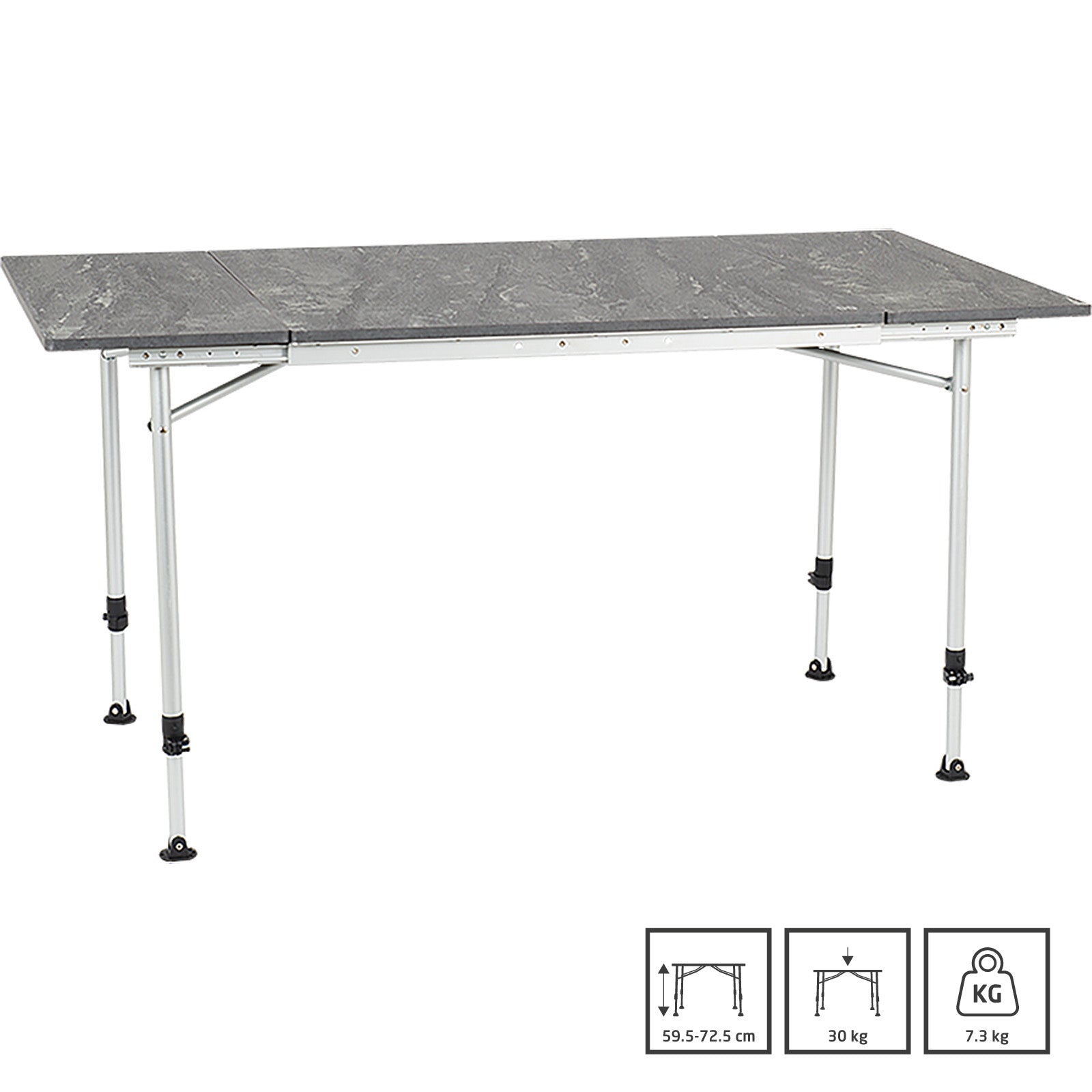 TRAVELLIFE Table de camping Sorrento Table pliante de camping Table pliante réglable 140x70