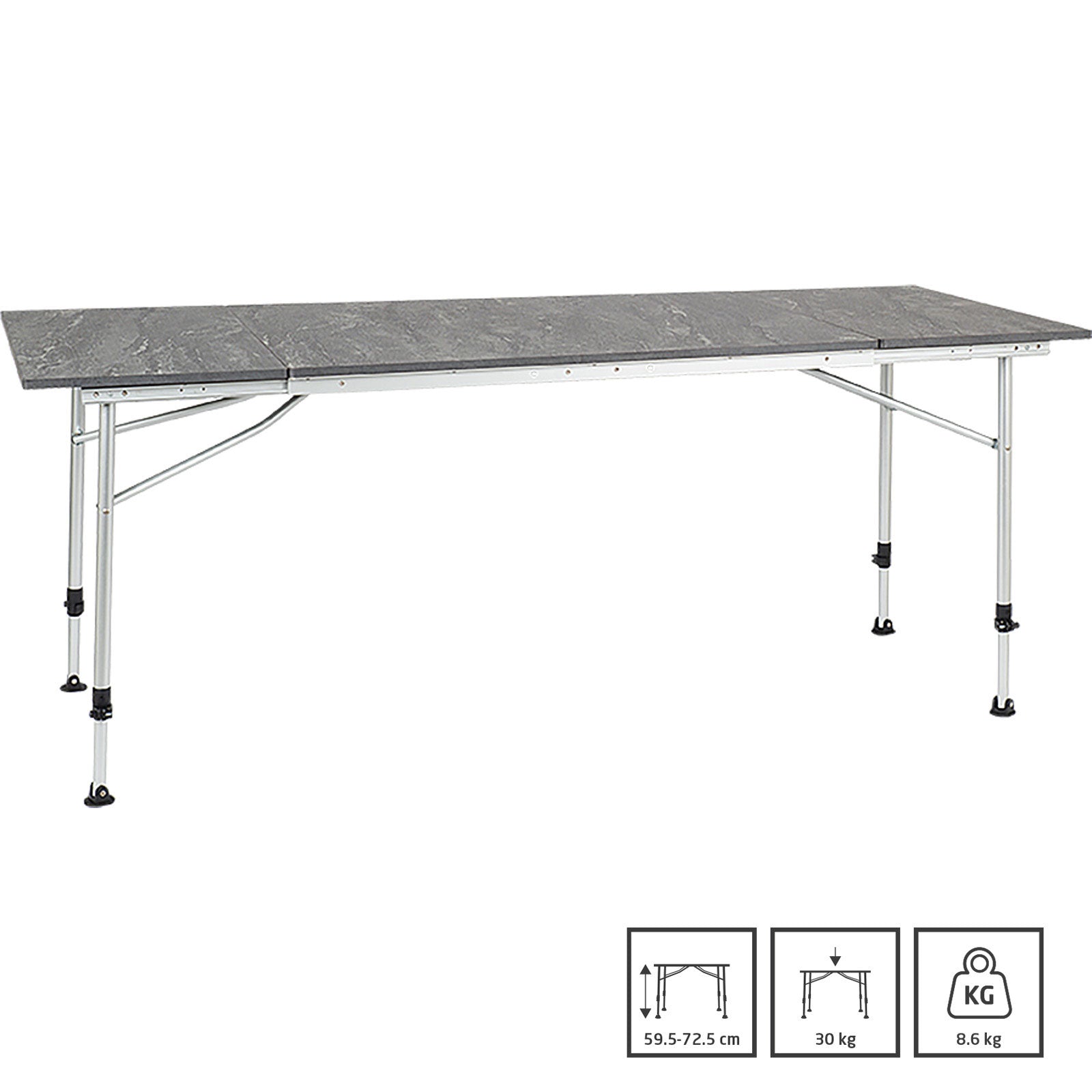TRAVELLIFE Table de camping Sorrento Table pliante de camping Table pliante réglable 180x70