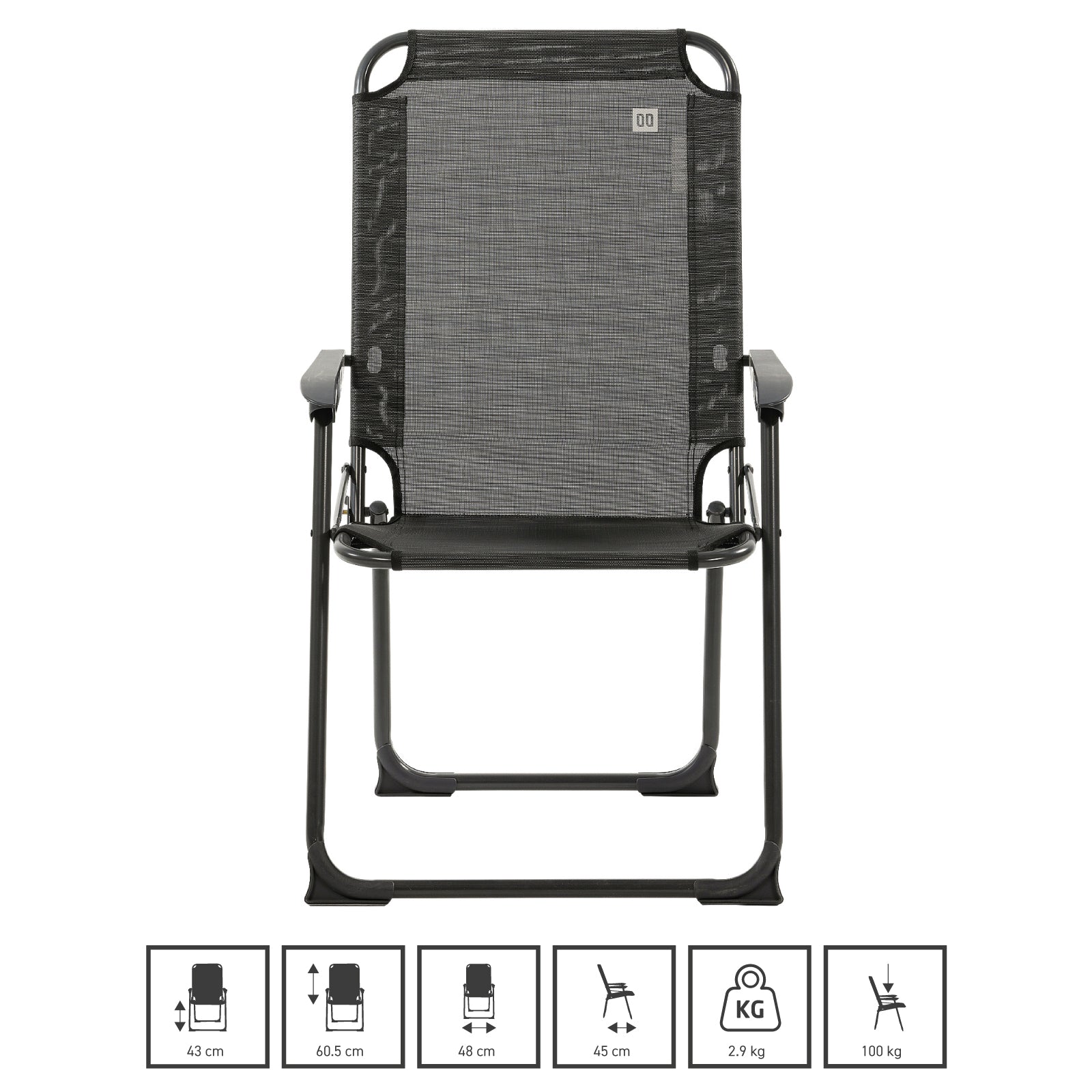 TRAVELLIFE Camping Chair Como Compact Camping Folding Chair Folding Chair High Back Aluminium