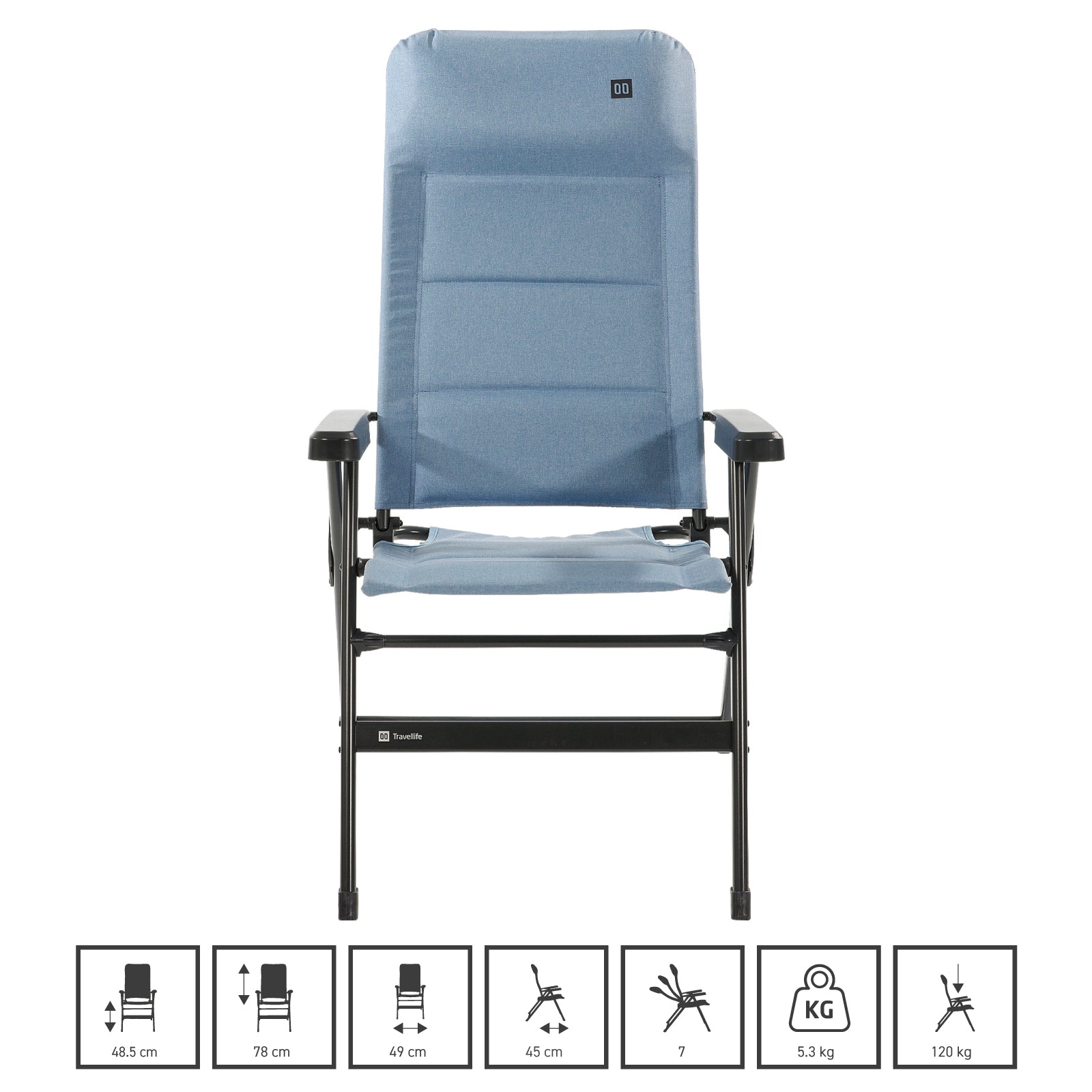 TRAVELLIFE Campingstuhl Lago Comfort Liege Stuhl Klappstuhl Verstellbar 120 kg