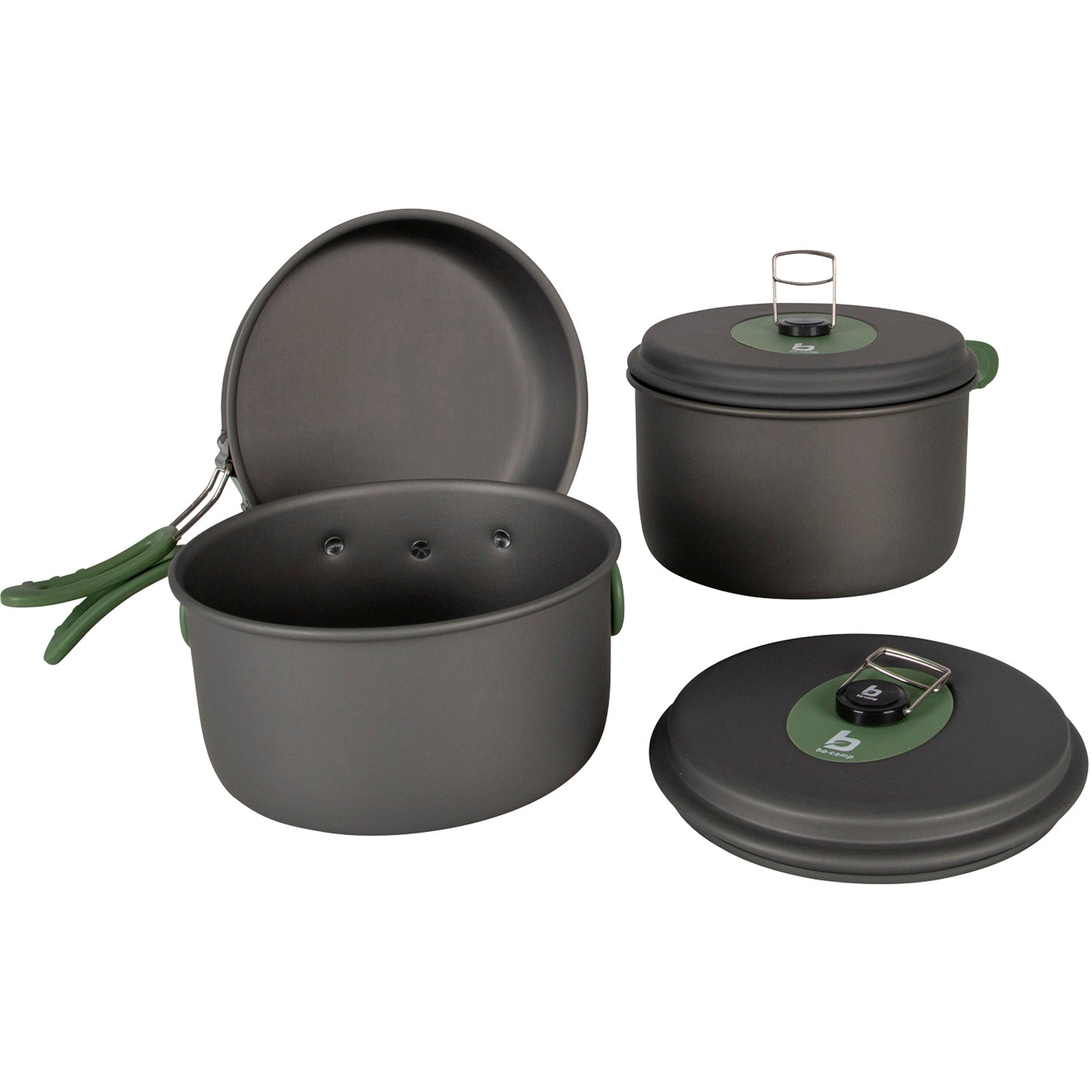 BO-CAMP Camping Cooking Set Explorer 3-piece Camping Utensils Pot Pan Stackable Aluminium