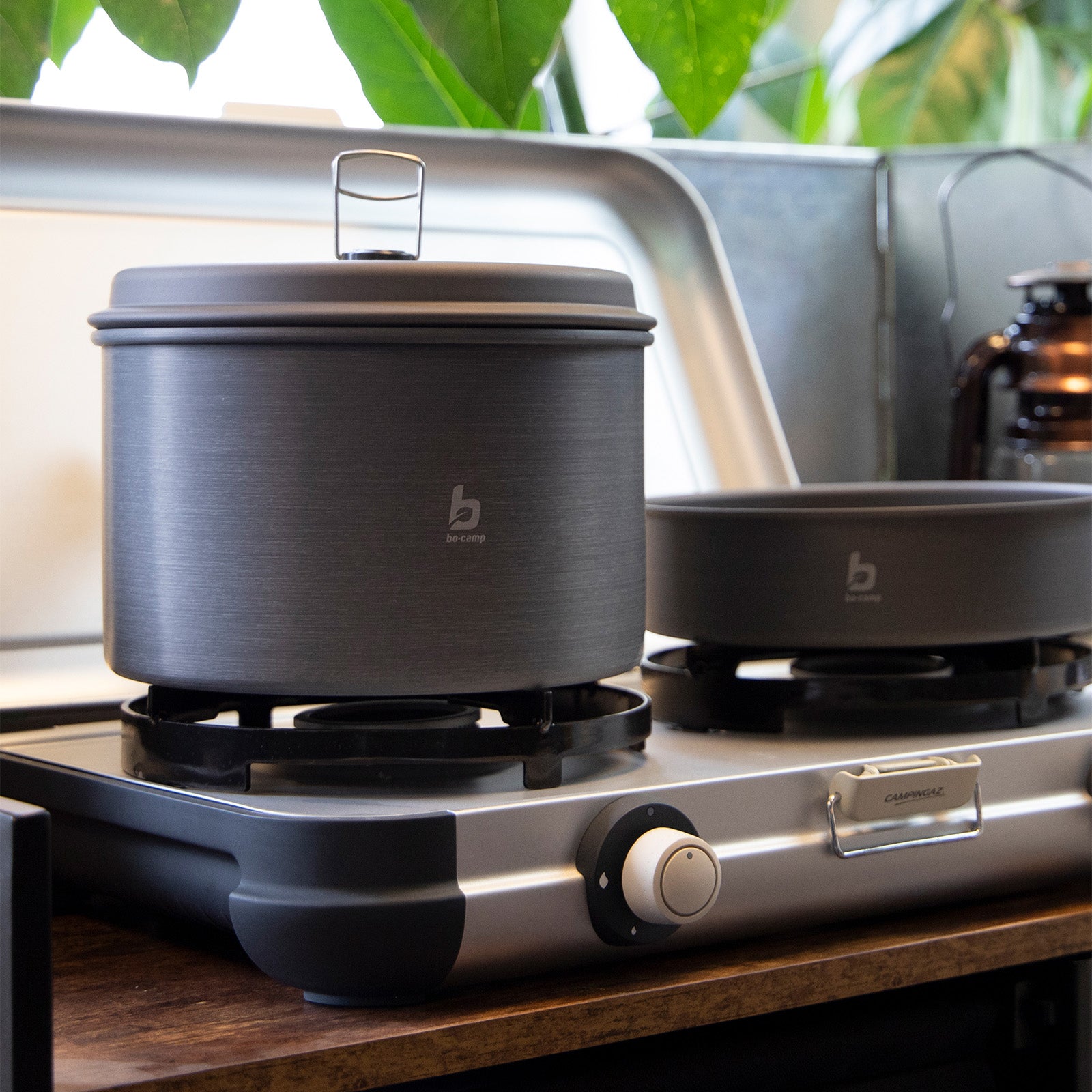 BO-CAMP Camping Cooking Set Explorer 3-piece Camping Utensils Pot Pan Stackable Aluminium