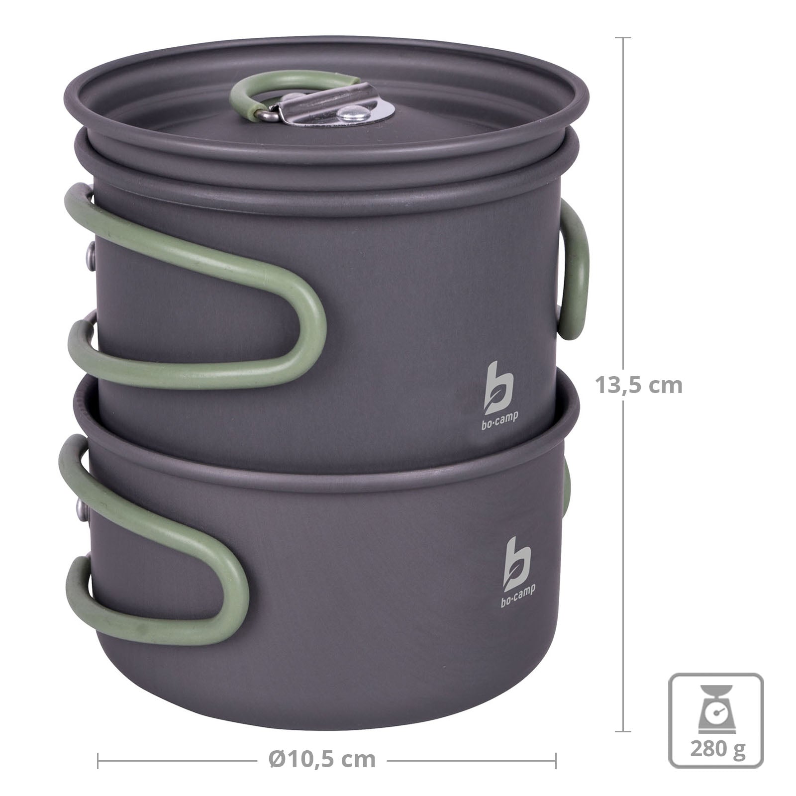 BO-CAMP Alu Kochset 2-teilig Camping Koch Geschirr Trekking Topf Outdoor Pfanne