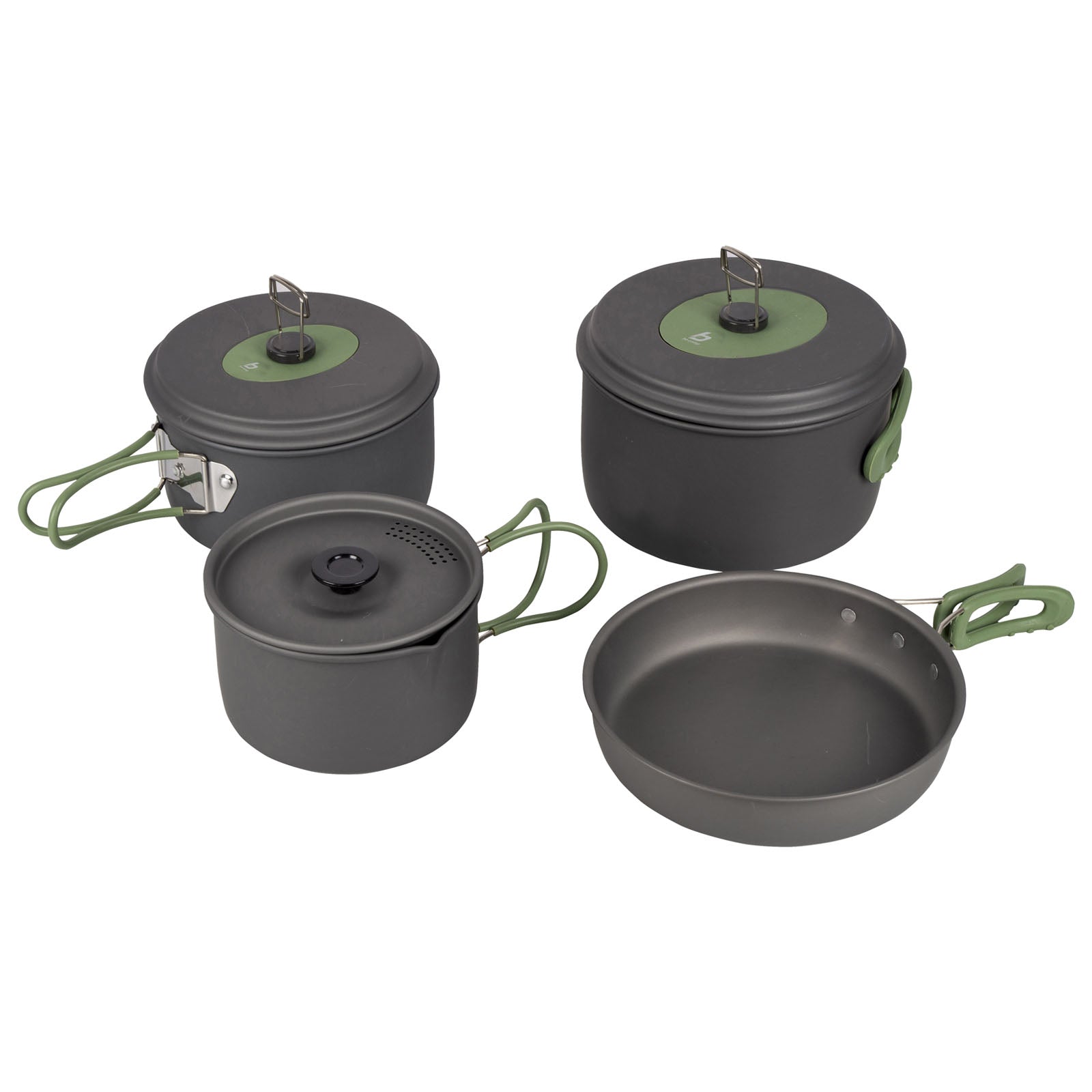 BO-CAMP Alu Kochset 4-teilig Camping Koch Geschirr Trekking Topf Outdoor Pfanne