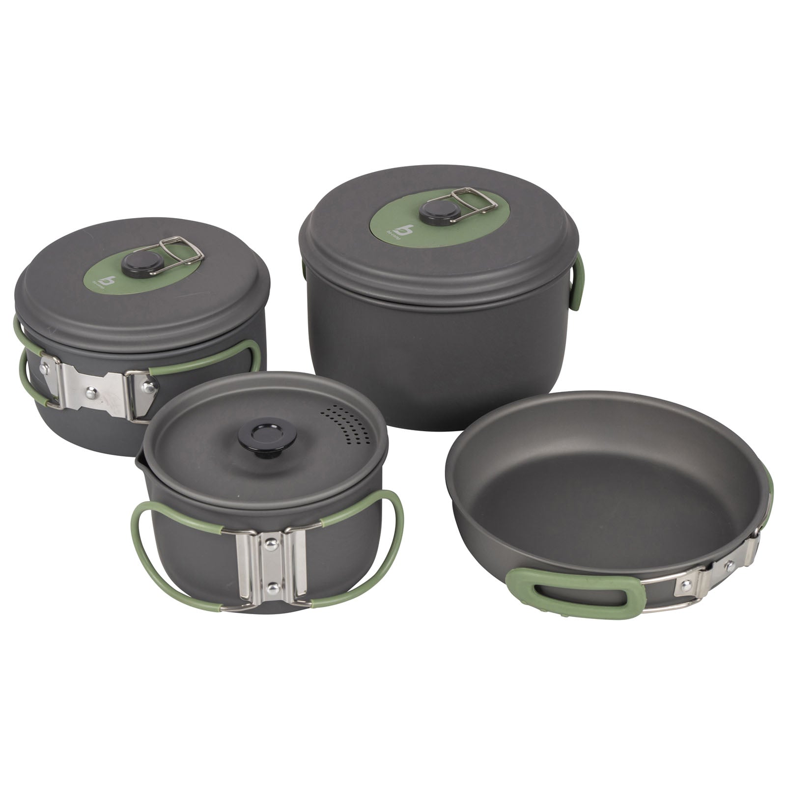 BO-CAMP Alu Kochset 4-teilig Camping Koch Geschirr Trekking Topf Outdoor Pfanne