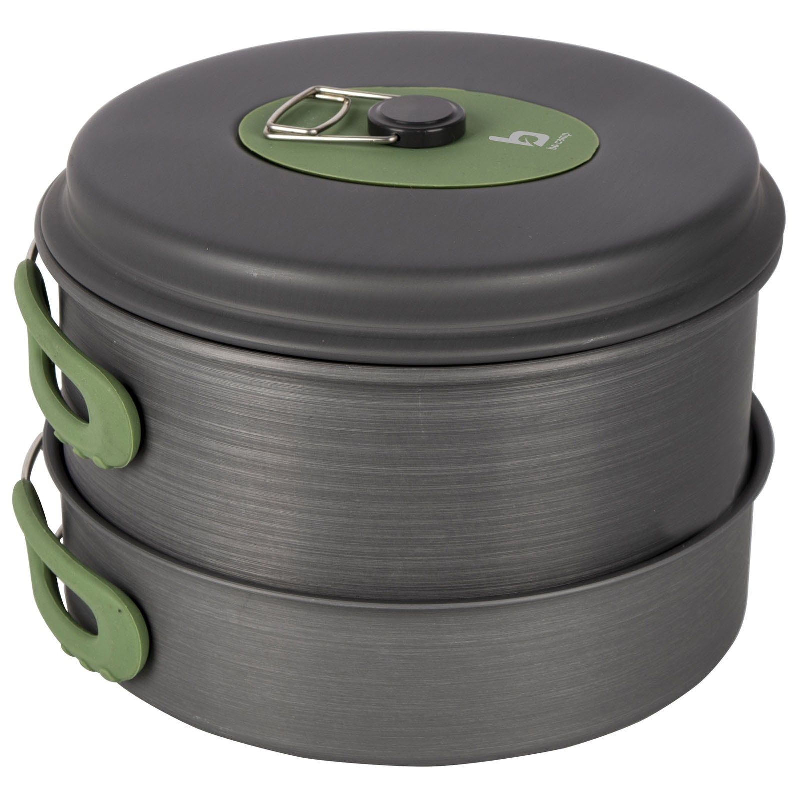 BO-CAMP aluminum cooking set 4-piece camping cooking utensils pot non-stick pan stackable