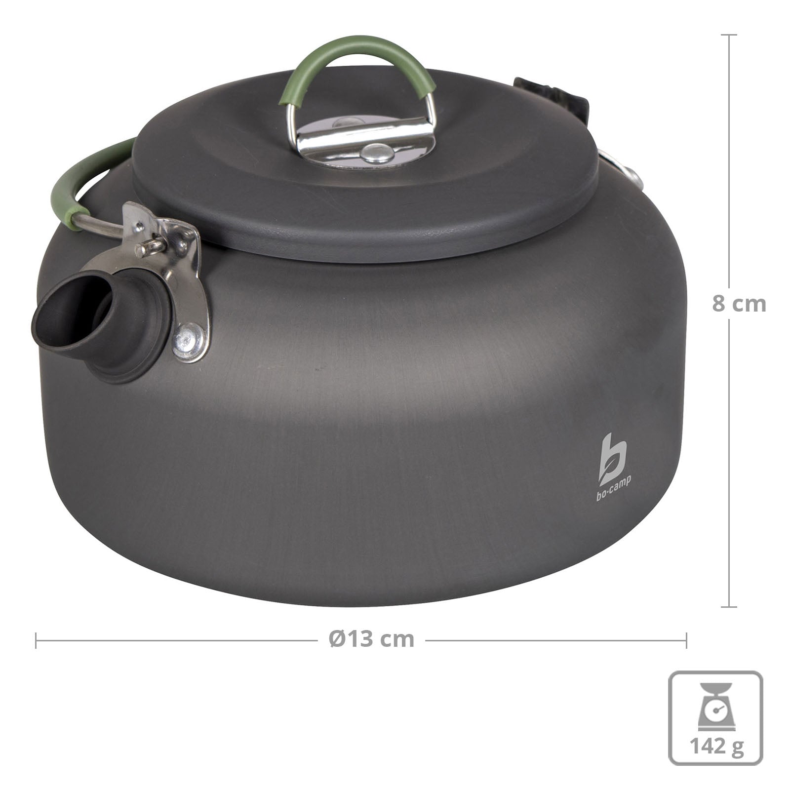 BO-CAMP Bouilloire en alu 0,8 L Bouilloire de camping Bouilloire à thé Bouilloire à eau Bouilloire de cuisine