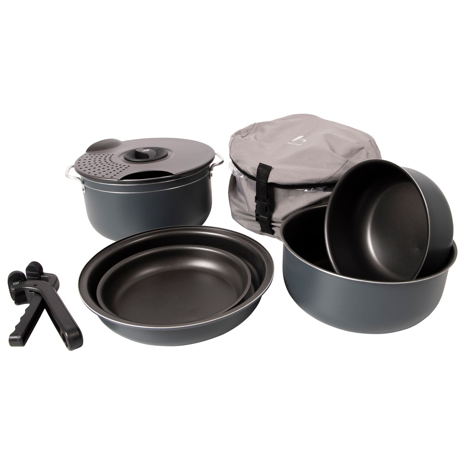 BO-CAMP Kochset Camping Aluminium Trekking Kochgeschirr Alu Topf Pfanne 7-teilig