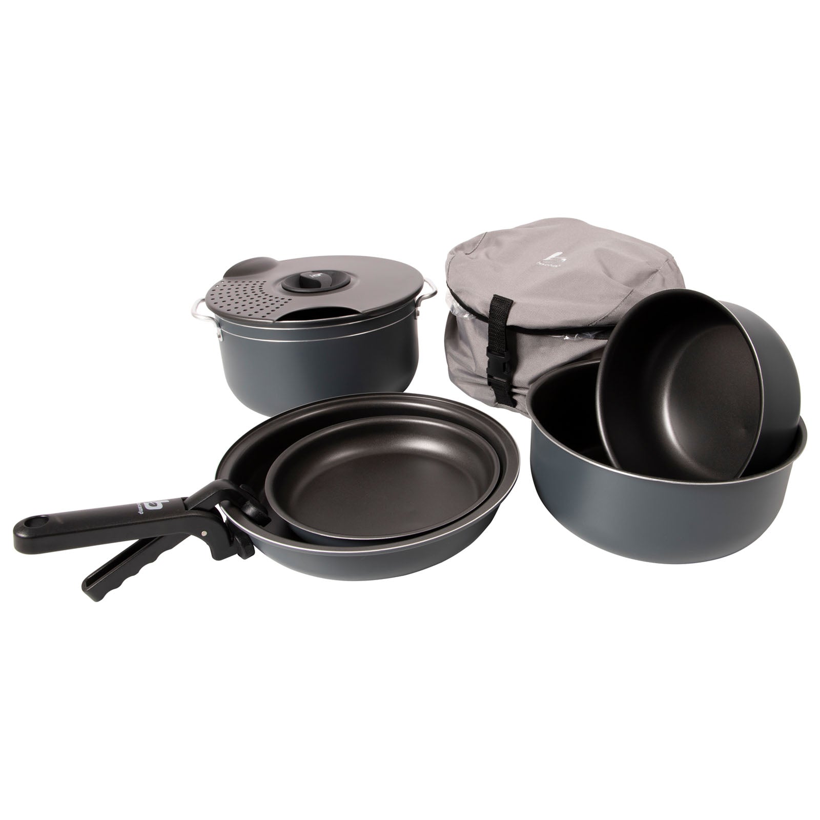 BO-CAMP Kookset voor op de camping, aluminium, trekking, 7-delige set met pannen en potten