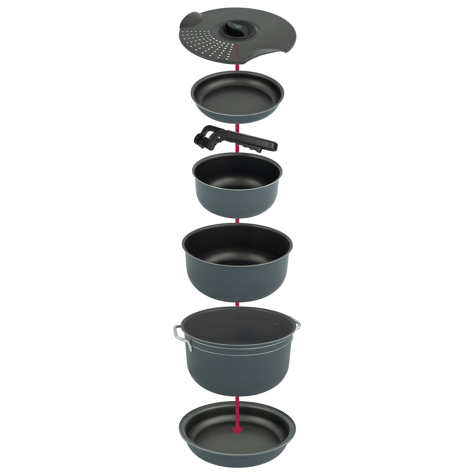 BO-CAMP Kookset voor op de camping, aluminium, trekking, 7-delige set met pannen en potten