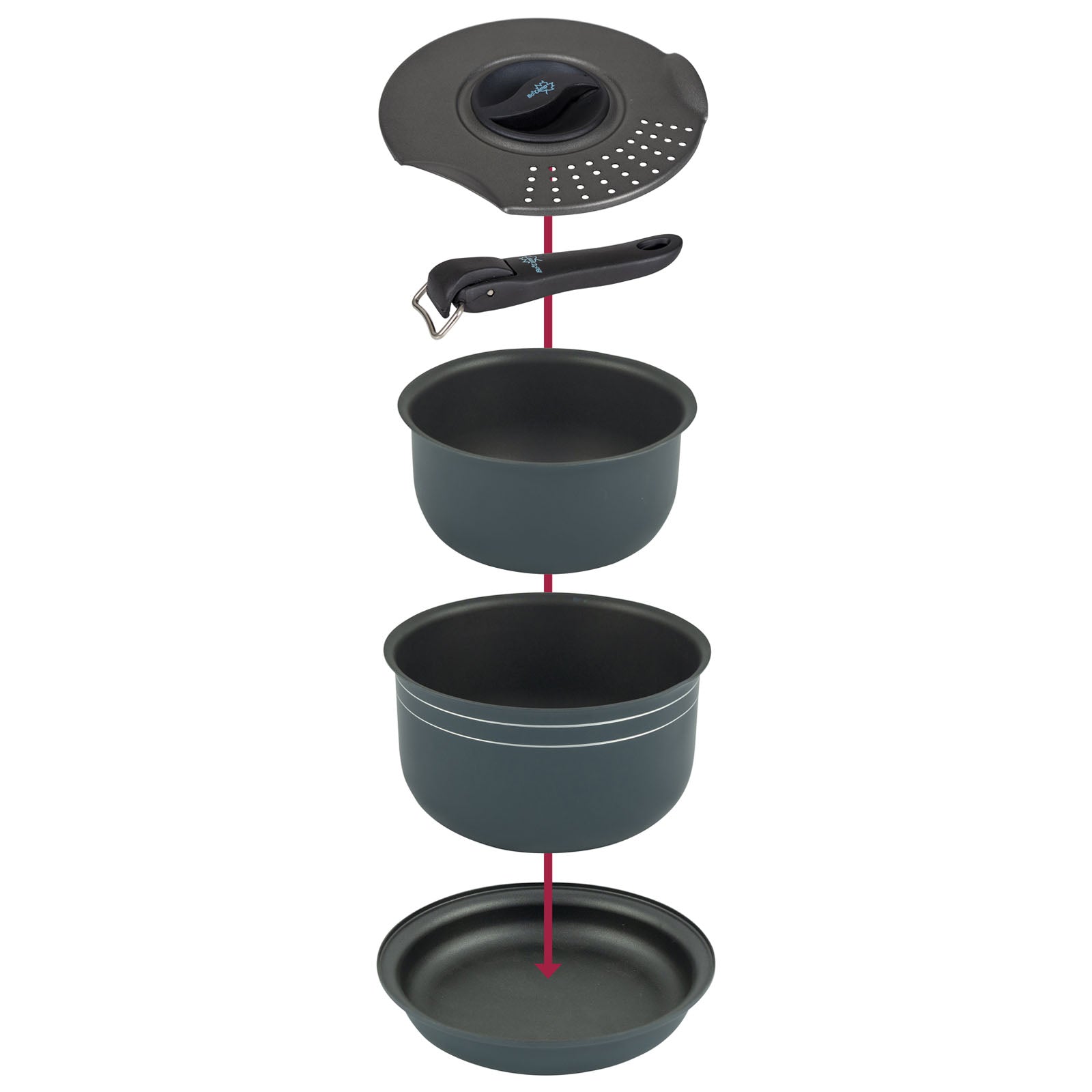 Ensemble de cuisine BO-CAMP Trekking Batterie de cuisine de camping en aluminium Casserole en aluminium Poêle 5 pièces