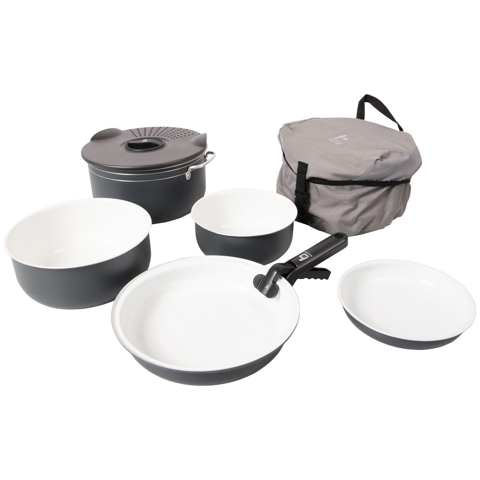 BO-CAMP Ceramic Cooking Set 7-piece Aluminum Camping Cookware Pot Non-stick Pan