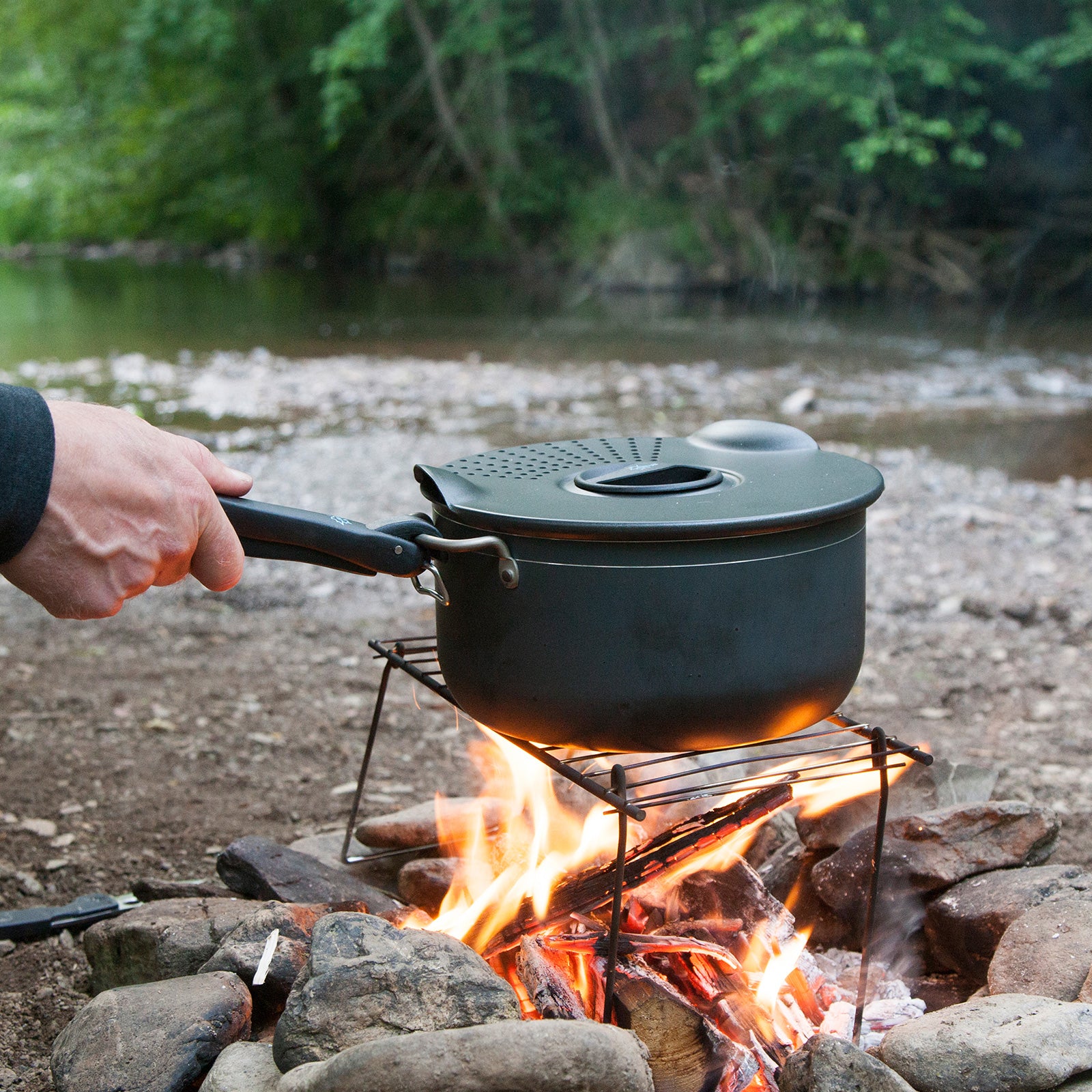 BO-CAMP Ceramic Cooking Set 5-piece Aluminum Camping Cookware Pot Non-stick Pan