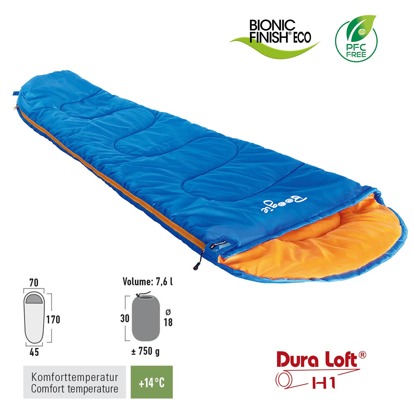 Sac de couchage momie HIGH PEAK Boogie Kids Youth Été 750 g Léger 170 x 70 cm