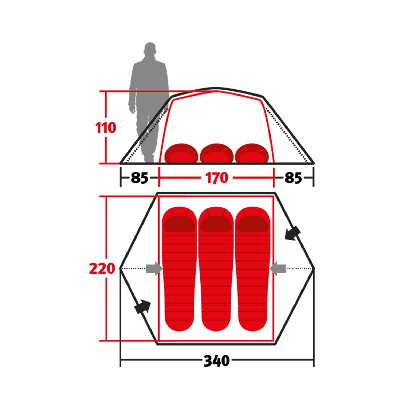 WECHSEL Trekking tent Charger 3 people camping bicycle dome tent bivouac 3.2 kg