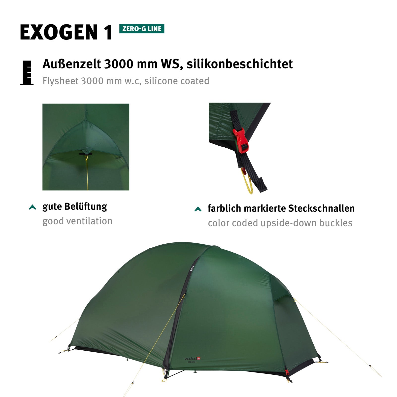 WECHSEL Tente de randonnée Exogen 1 personne, géodésique, camping, vélo, bivouac, 1,48 kg