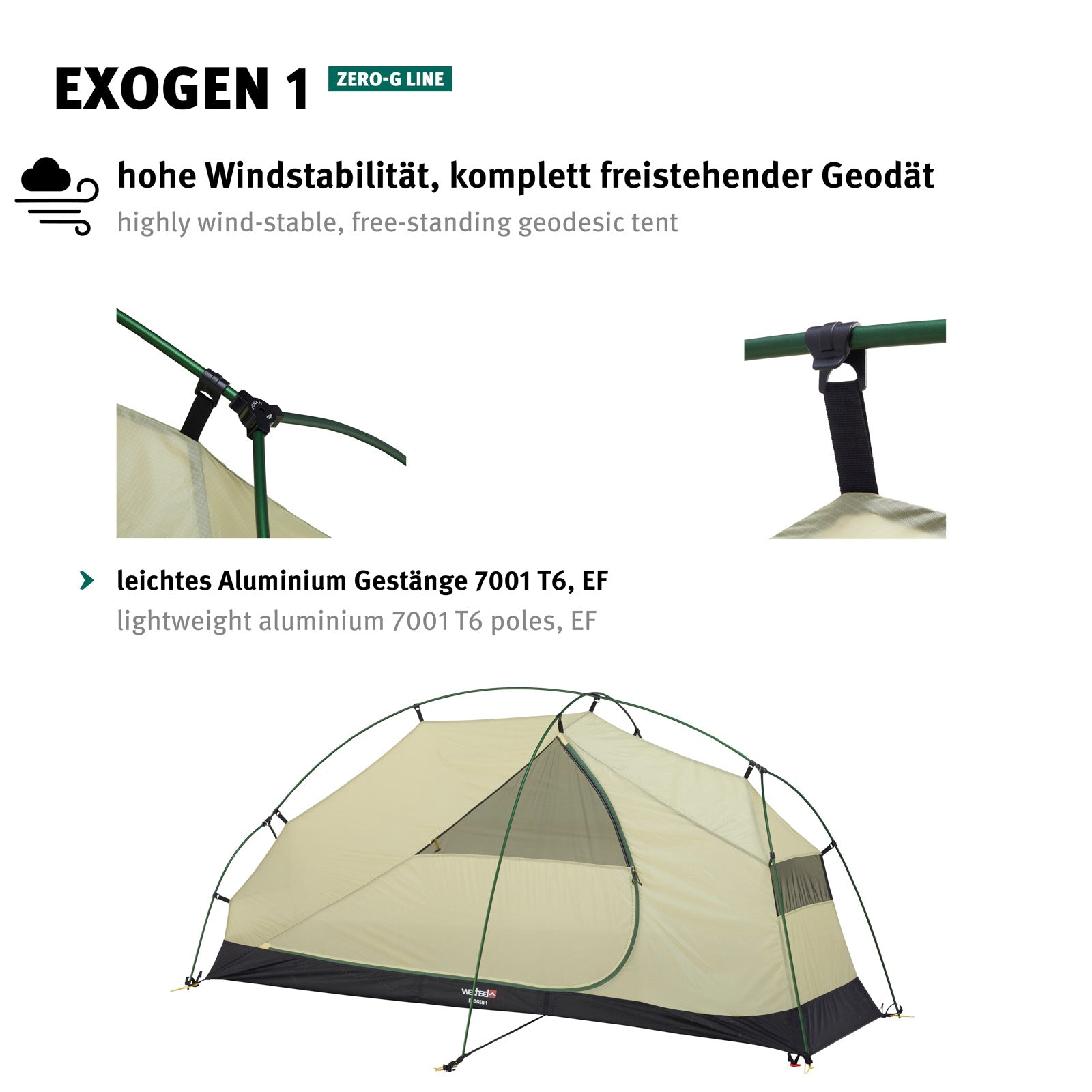 WECHSEL Tente de randonnée Exogen 1 personne, géodésique, camping, vélo, bivouac, 1,48 kg
