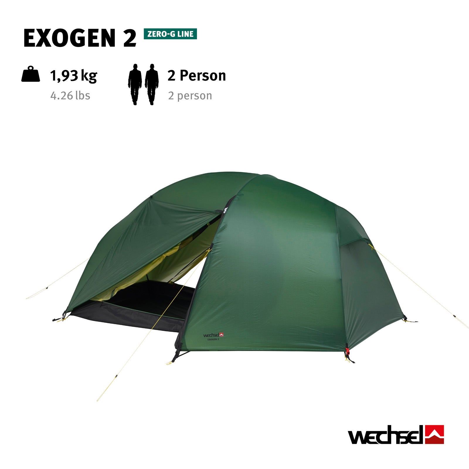 WECHSEL Trekkingzelt Exogen 2 Personen Geodät Camping Fahrrad Biwak Zelt 1,93 kg