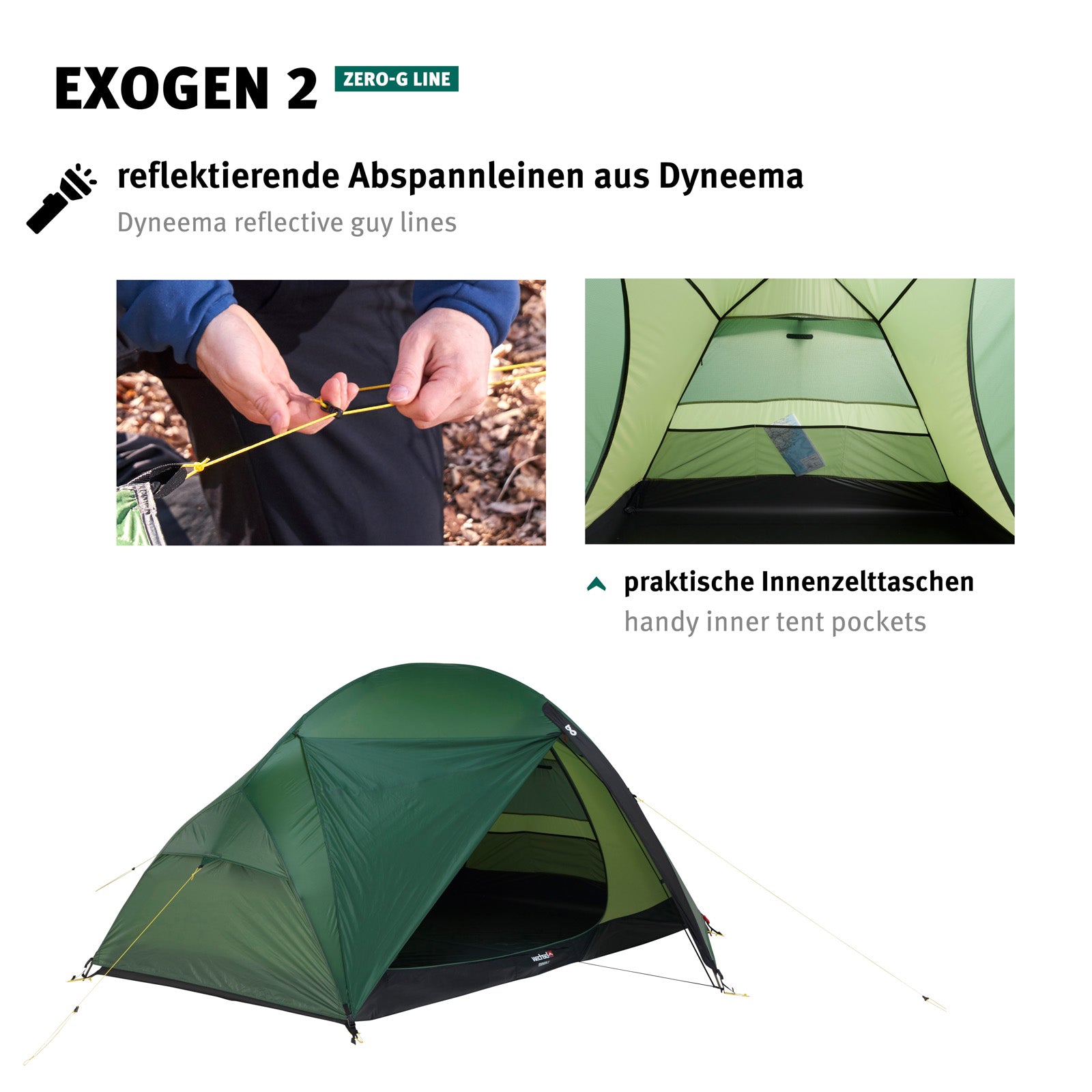 WECHSEL Trekkingzelt Exogen 2 Personen Geodät Camping Fahrrad Biwak Zelt 1,93 kg