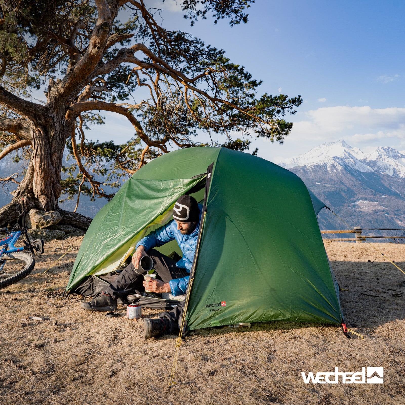WECHSEL Trekkingzelt Exogen 2 Personen Geodät Camping Fahrrad Biwak Zelt 1,93 kg