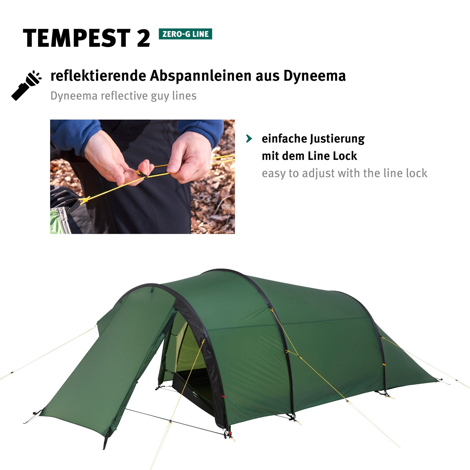 WECHSEL Trekkingzelt Tempest 2 Personen Tunnel Camping Fahrrad Biwak Zelt 2,19kg