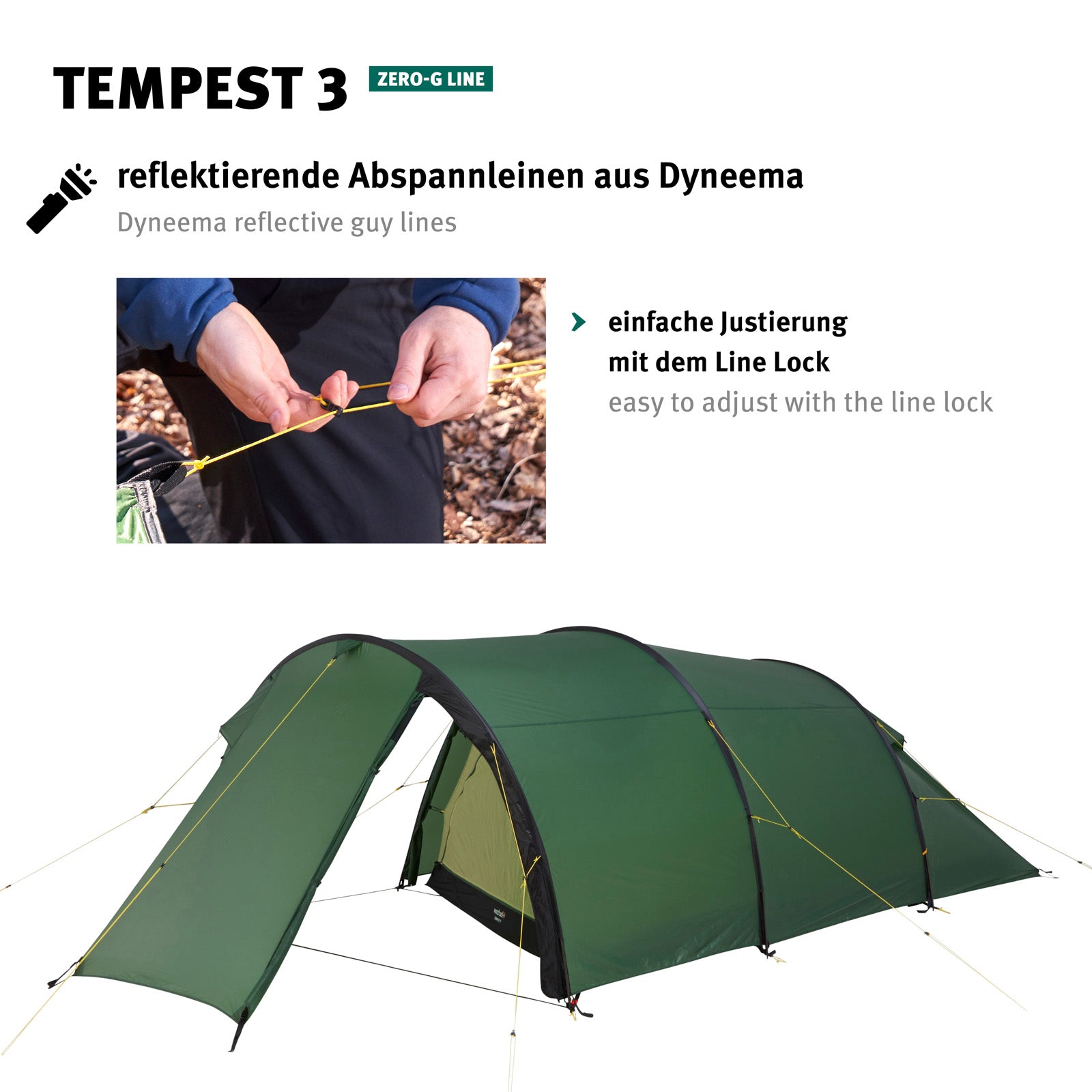 WECHSEL Tente de trekking Tempest 3 personnes tente de camping tunnel vélo bivouac 2,85 kg