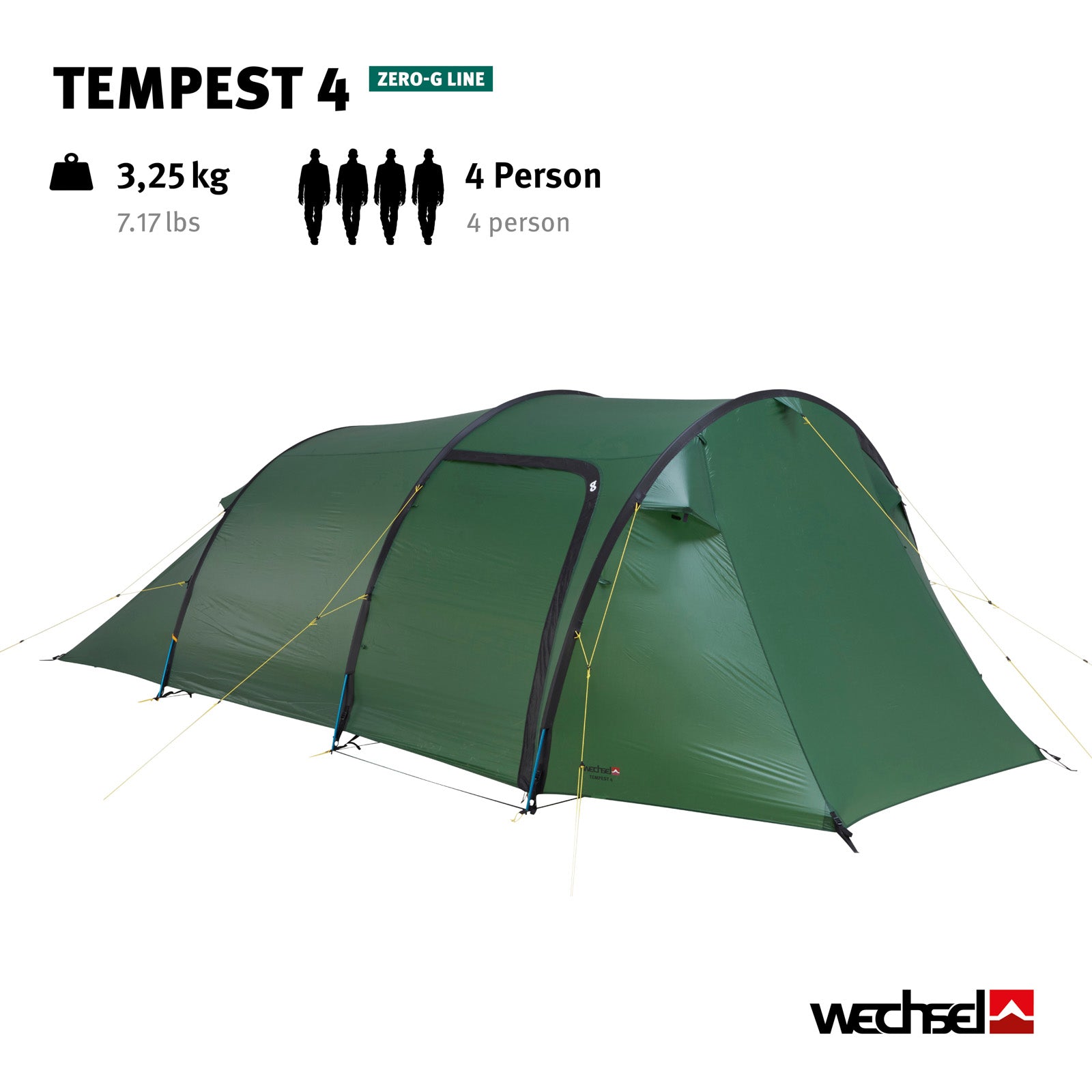 WECHSEL Trekkingzelt Tempest 4 Personen Tunnelzelt Camping Familien Zelt 3,25 kg