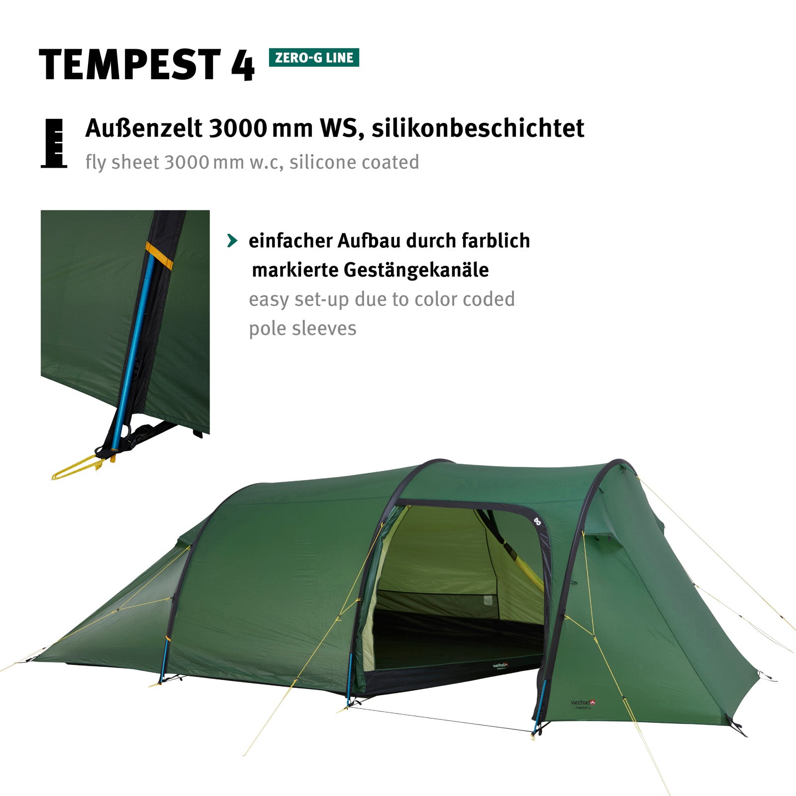WECHSEL Trekking tent Tempest 4 person tunnel tent camping family tent 3.25 kg