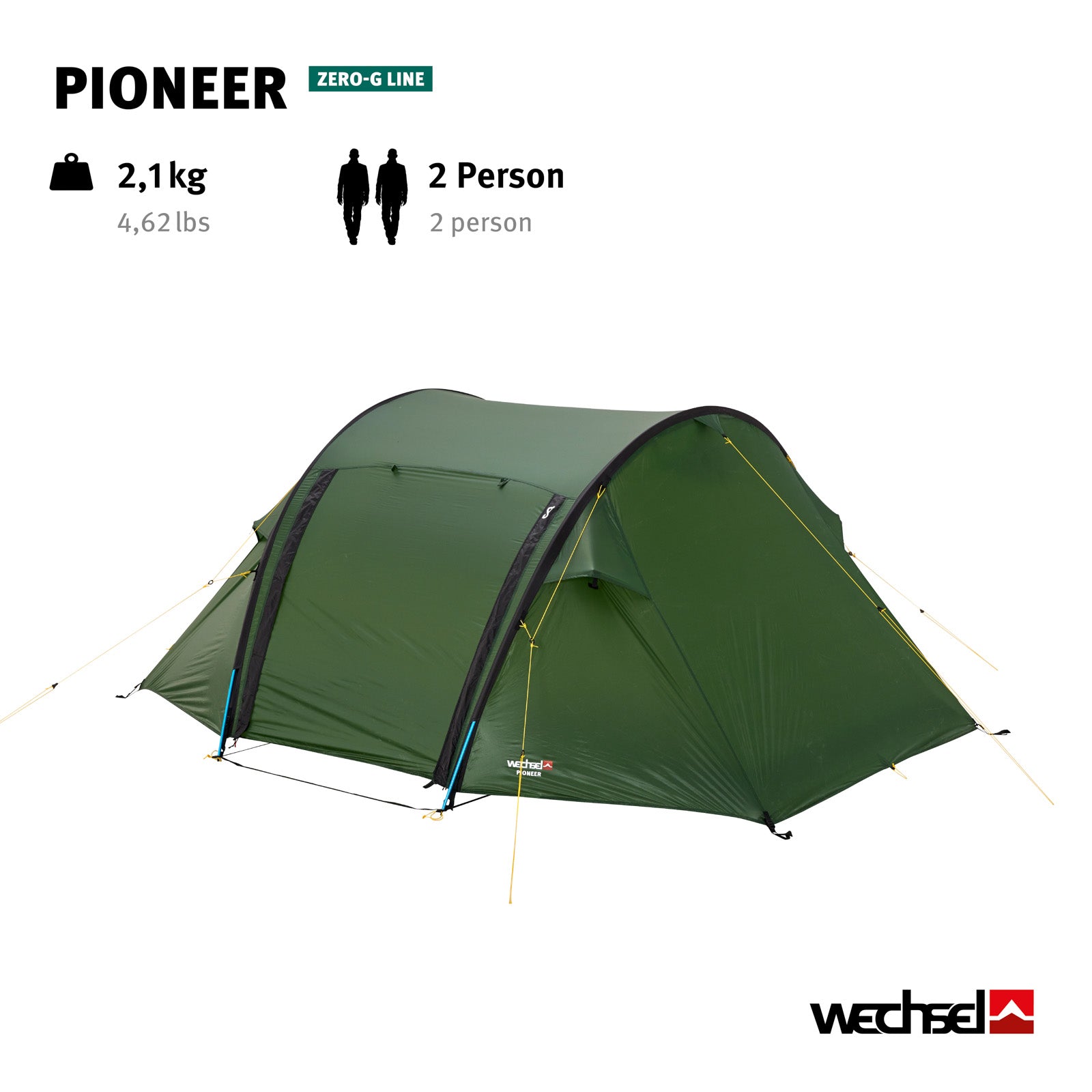WECHSEL Trekkingzelt Pioneer 2 Personen Tunnel Camping Fahrrad Biwak Zelt 2,1kg