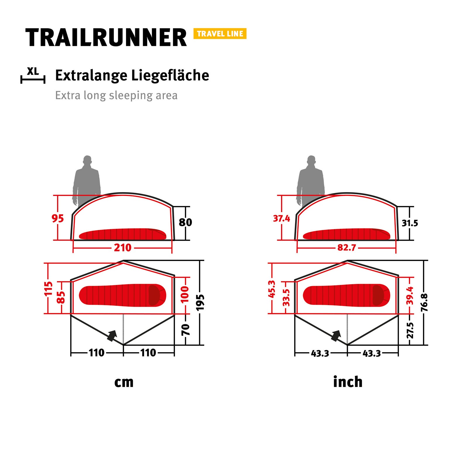 WECHSEL Trekkingzelt Trailrunner 1-2 Personen Camping Fahrrad Zelt Biwak 2,18 kg