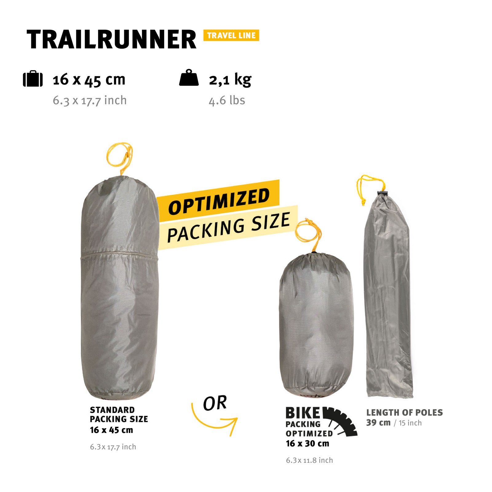 WECHSEL Tente trekking Trailrunner 1-2 personnes camping tente vélo bivouac 2,18 kg