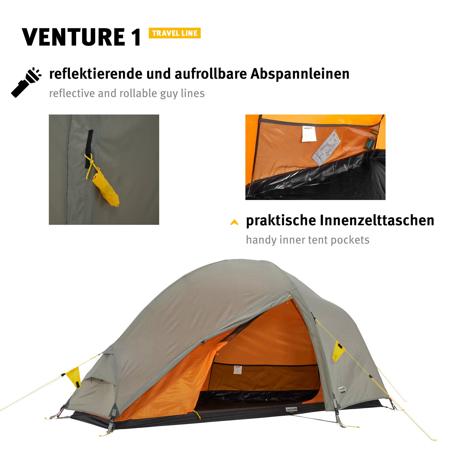 WECHSEL Trekkingzelt Venture 1 Personen Geodät Camping Fahrrad Zelt Biwak 1,95kg