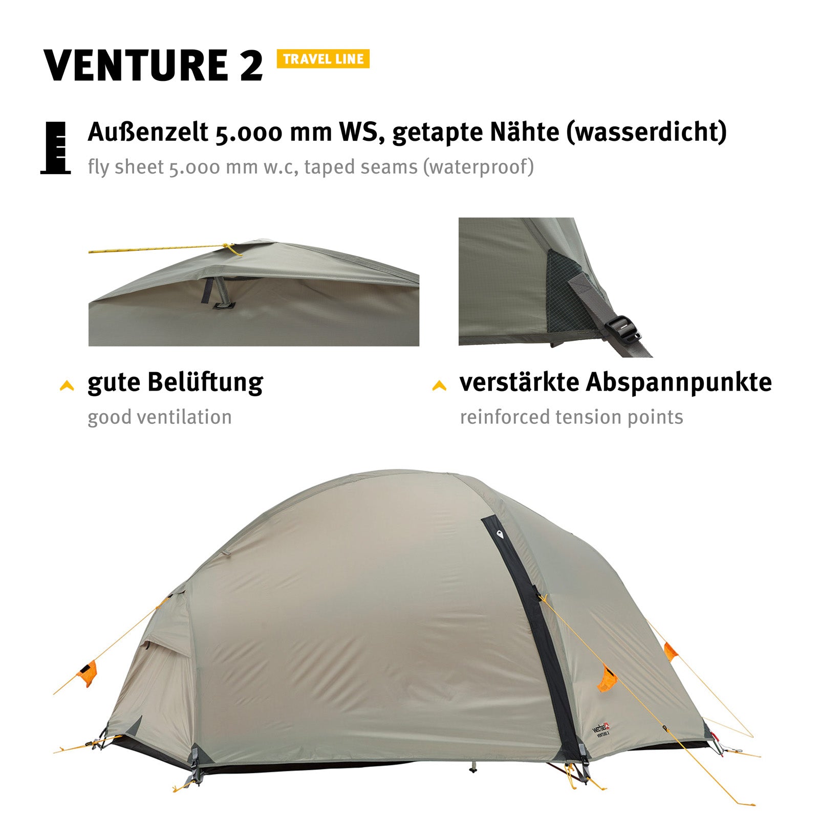WECHSEL Trekking tent Venture 2 people geodesic camping bike tent bivouac 2.6 kg