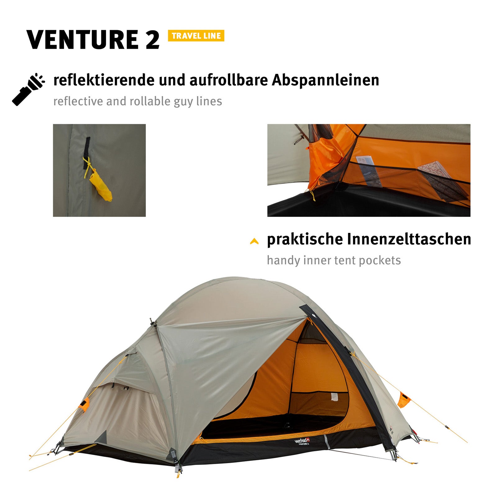 WECHSEL Trekkingzelt Venture 2 Personen Geodät Camping Fahrrad Zelt Biwak 2,6 kg