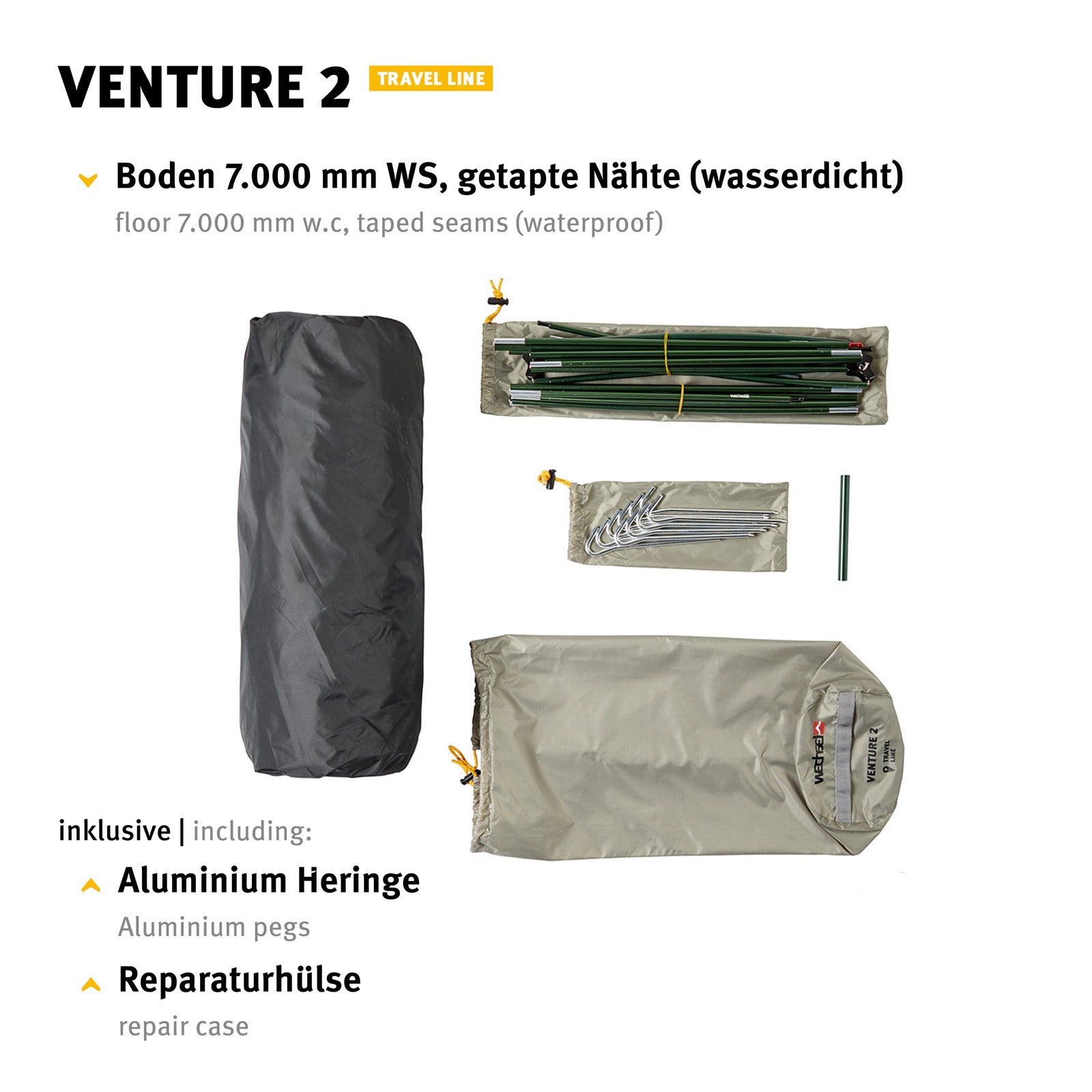 WECHSEL Trekking tent Venture 2 people geodesic camping bike tent bivouac 2.6 kg