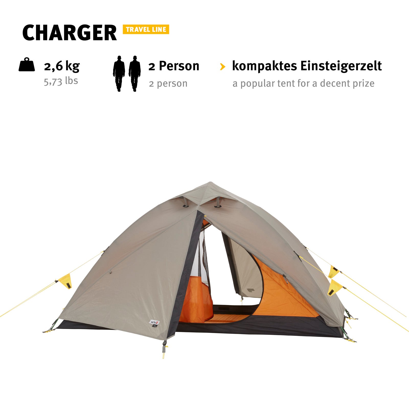 WECHSEL Trekkingzelt Charger 2 Personen Camping Fahrrad Geodät Zelt Biwak 2,6 kg