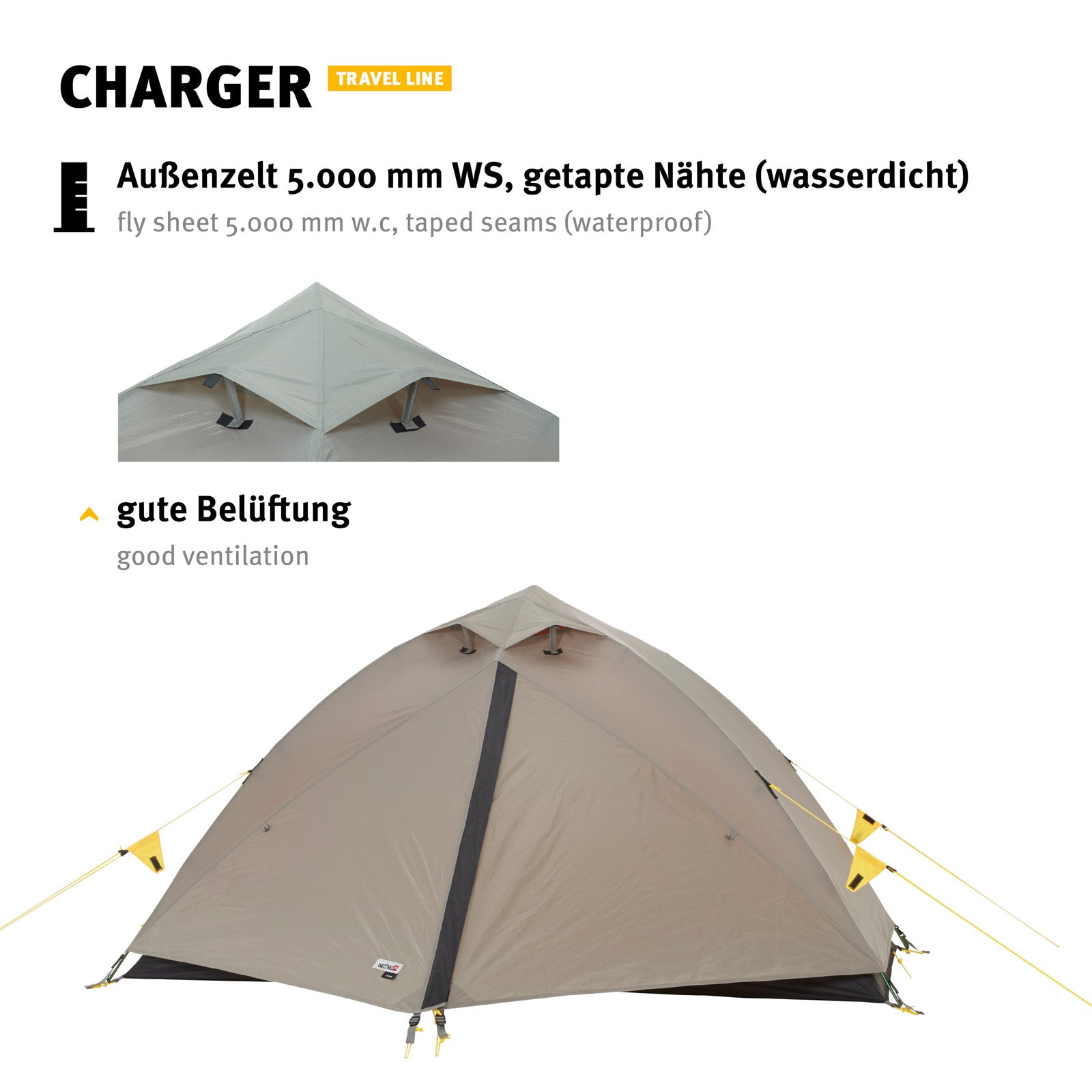 WECHSEL Trekkingzelt Charger 2 Personen Camping Fahrrad Geodät Zelt Biwak 2,6 kg