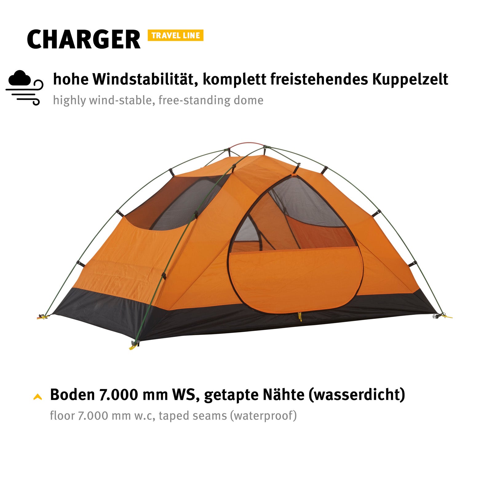 WECHSEL Trekkingzelt Charger 2 Personen Camping Fahrrad Geodät Zelt Biwak 2,6 kg