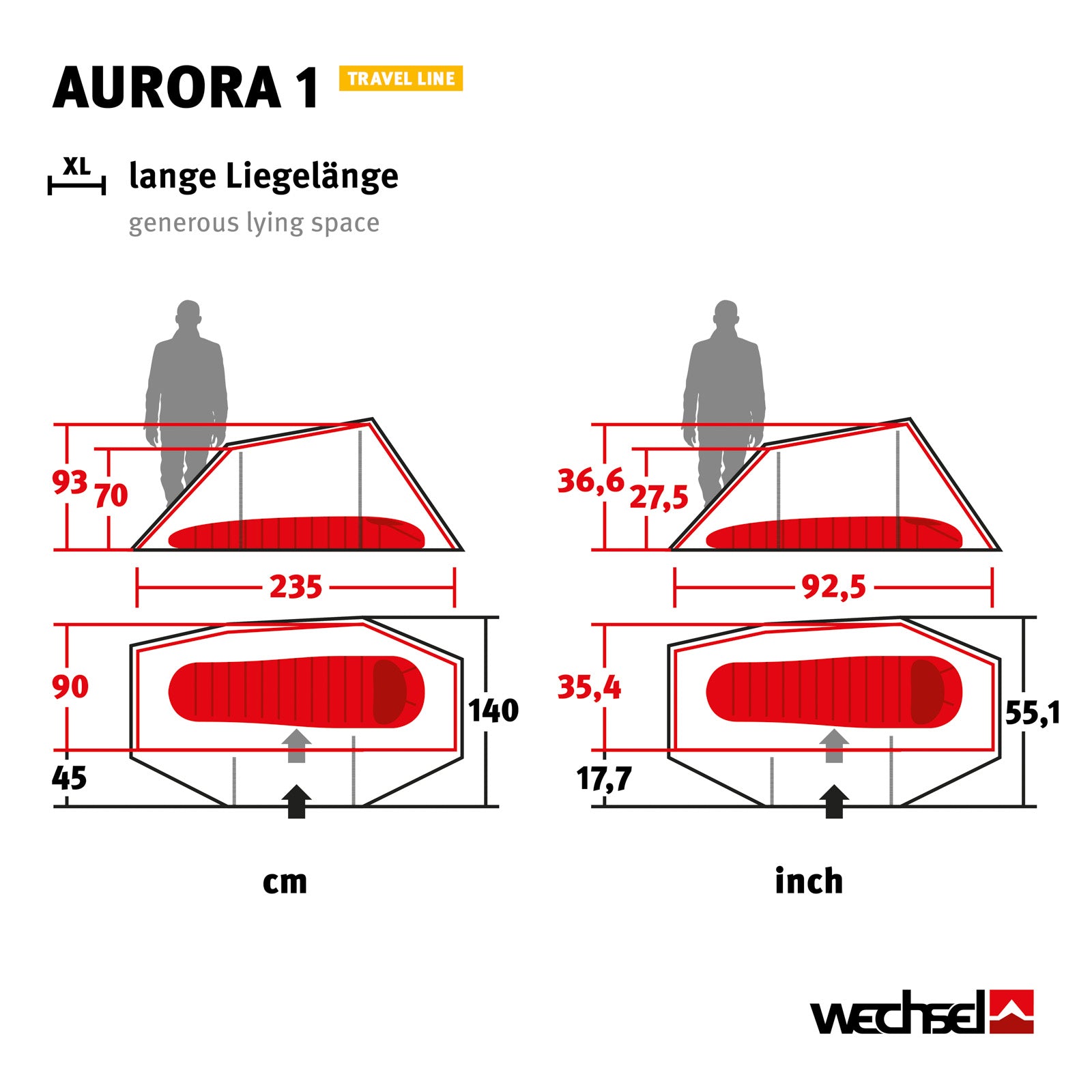 WECHSEL Trekking tent Aurora 1 person camping bicycle tunnel tent bivouac 2.4 kg