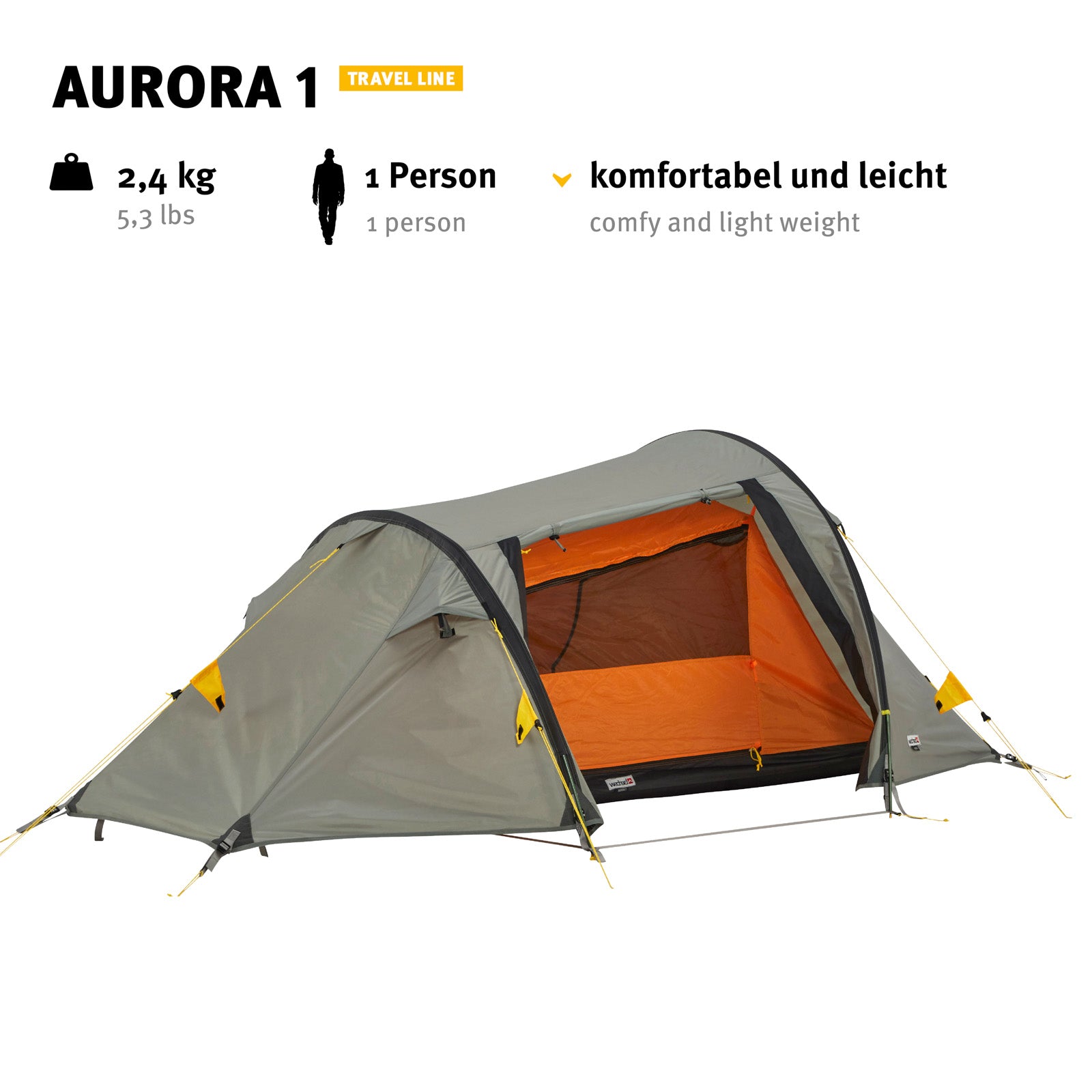 WECHSEL Tente trekking Aurora 1 personne camping vélo tente tunnel bivouac 2,4 kg