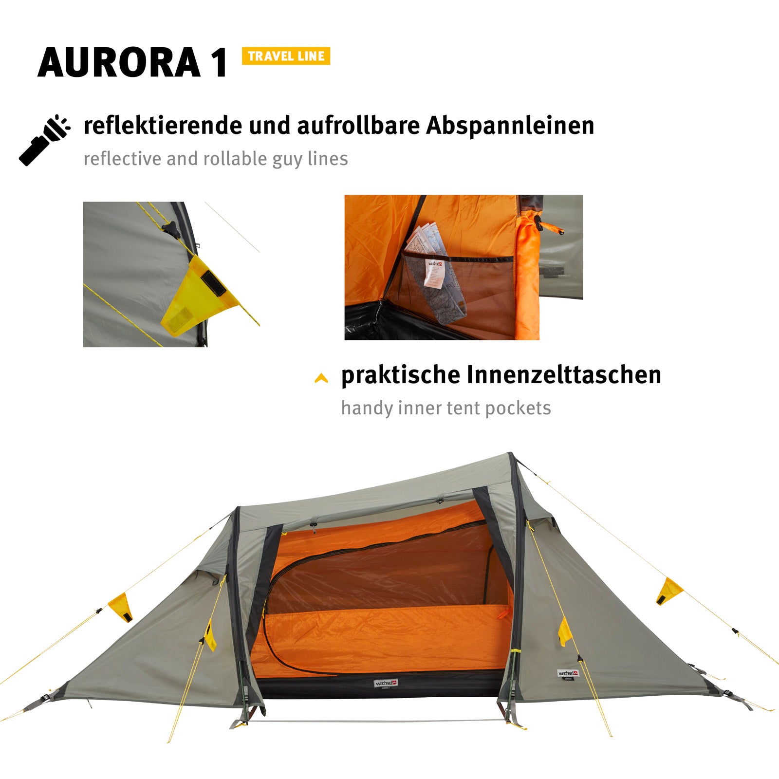 WECHSEL Tente trekking Aurora 1 personne camping vélo tente tunnel bivouac 2,4 kg