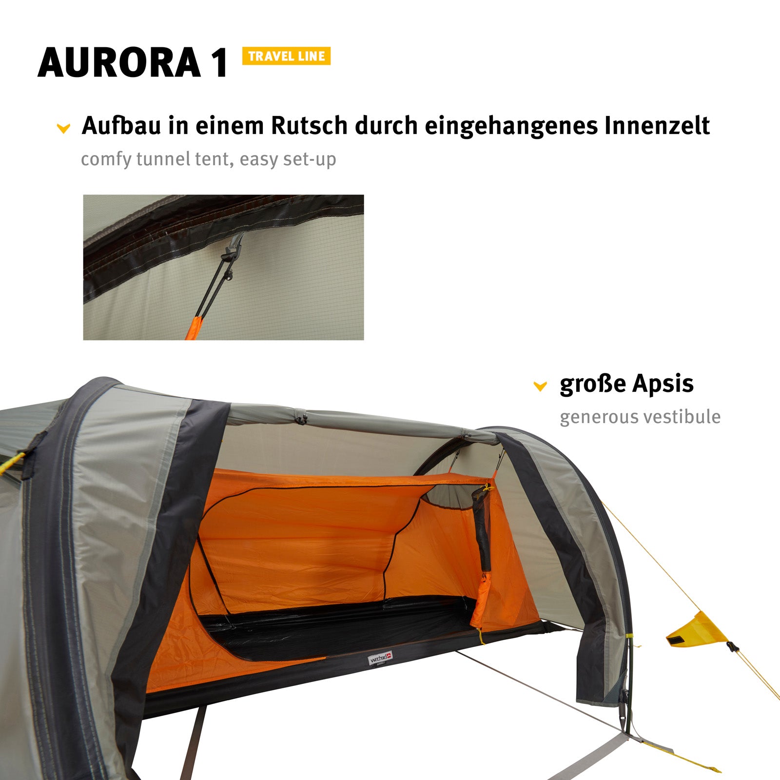 WECHSEL Tente trekking Aurora 1 personne camping vélo tente tunnel bivouac 2,4 kg
