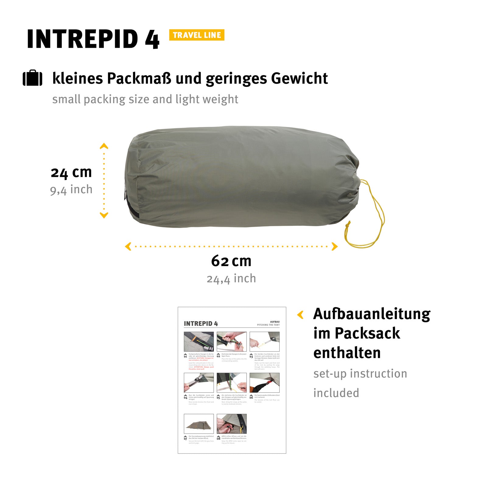 Tente tunnel WECHSEL Intrepid 4 personnes, tente familiale, aluminium, légère, 4,9 kg