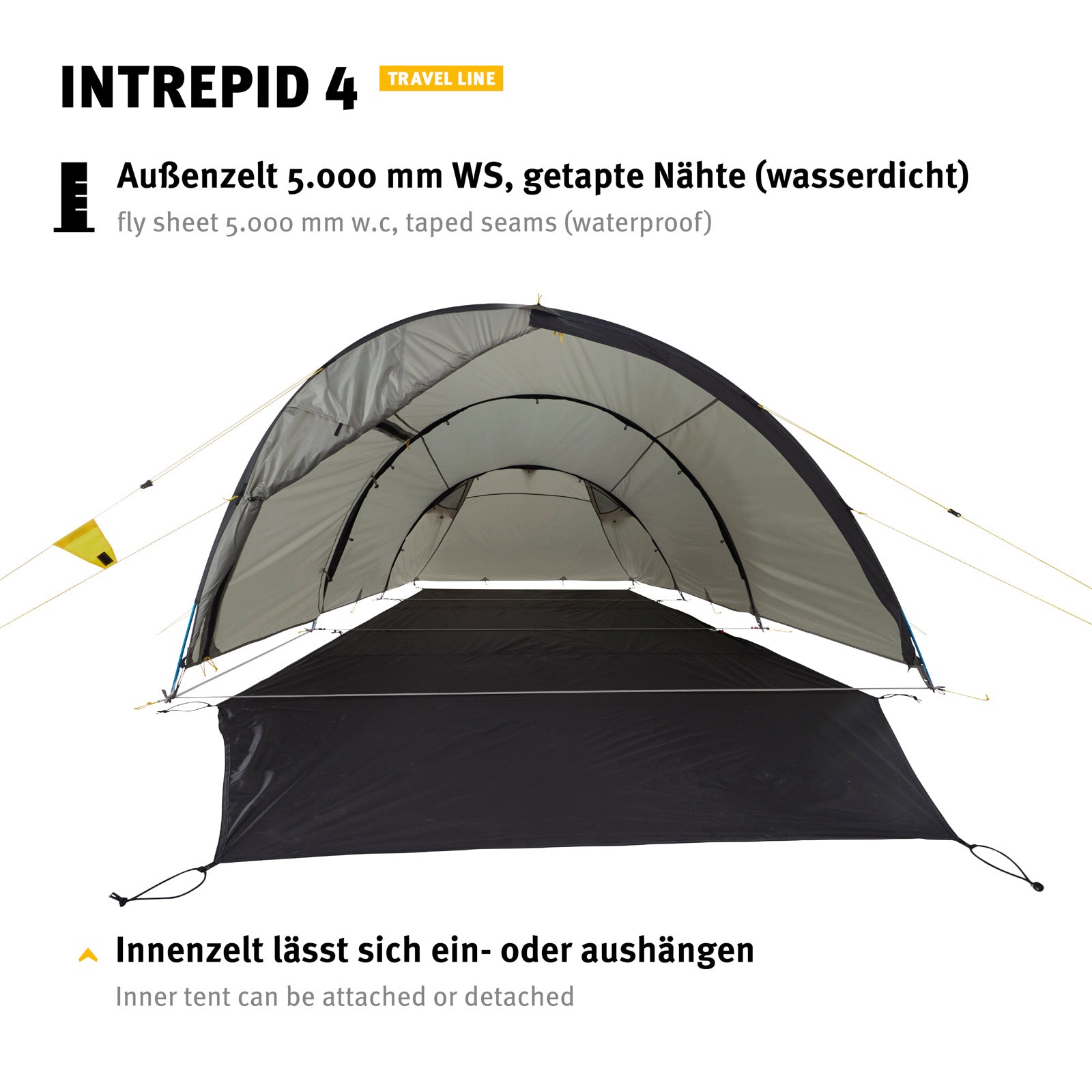 Tente tunnel WECHSEL Intrepid 4 personnes, tente de camping familiale, en aluminium, légère, 4,9 kg
