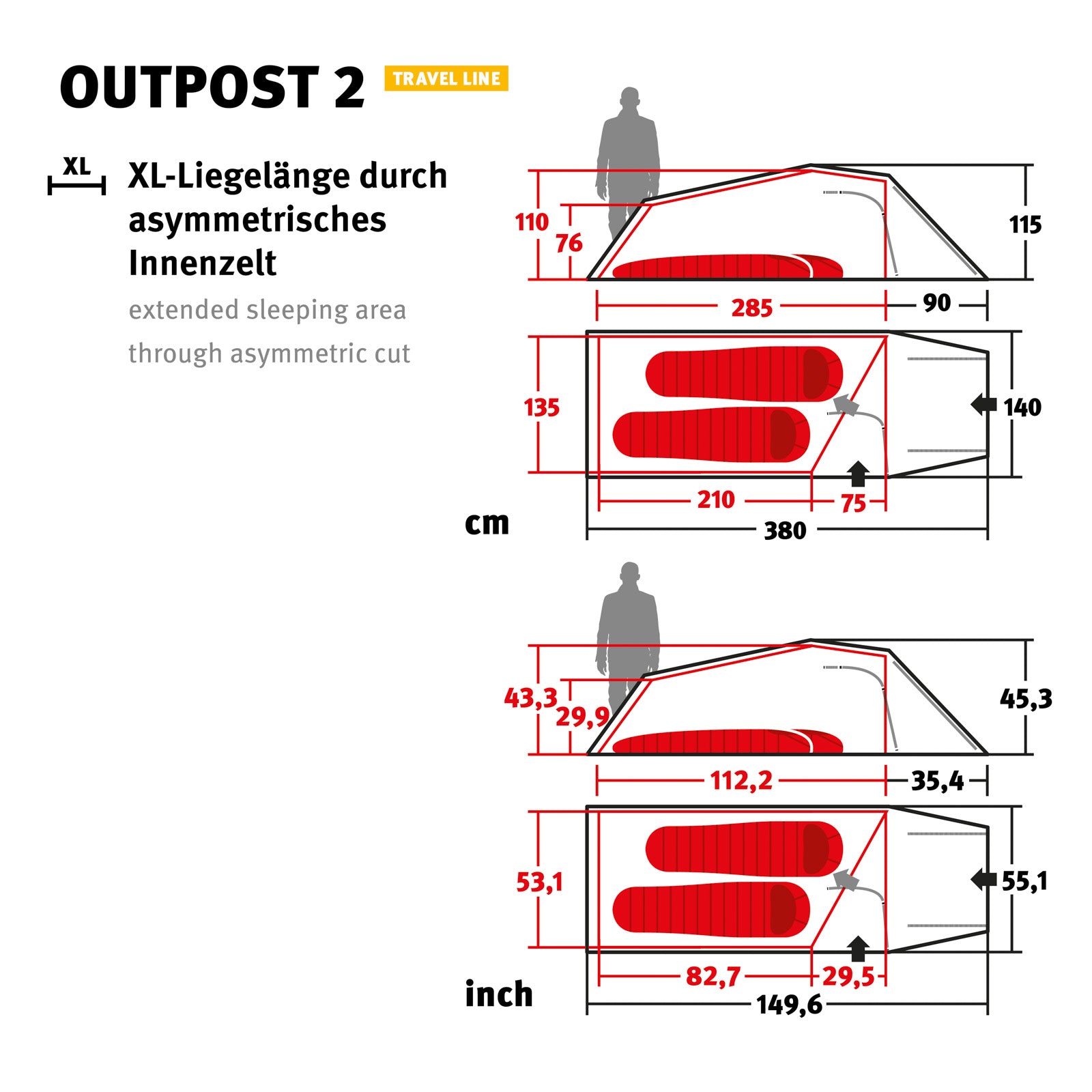 WECHSEL Trekking tent Outpost 2 people camping bike tunnel tent bivouac 3.3 kg