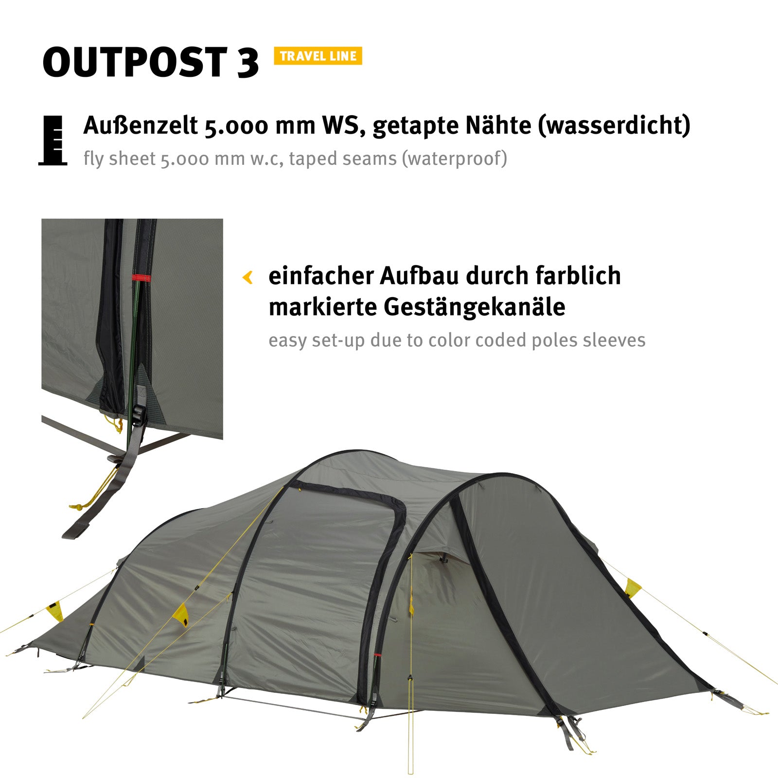 WECHSEL Tunnelzelt Outpost 3 Personen Camping Bike Fahrrad Familien Zelt 4,1 kg